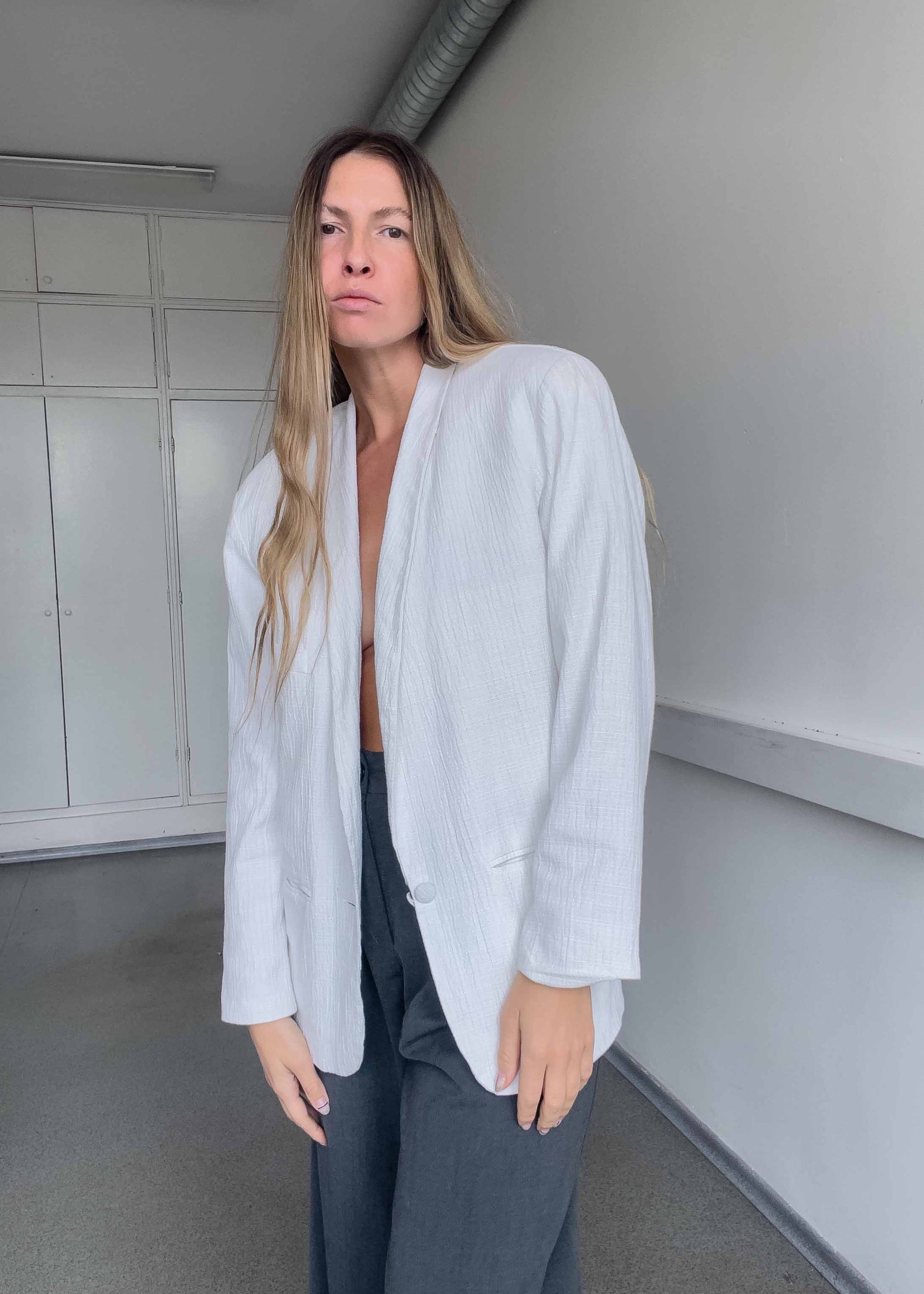 Vintage White Oversized Blazer