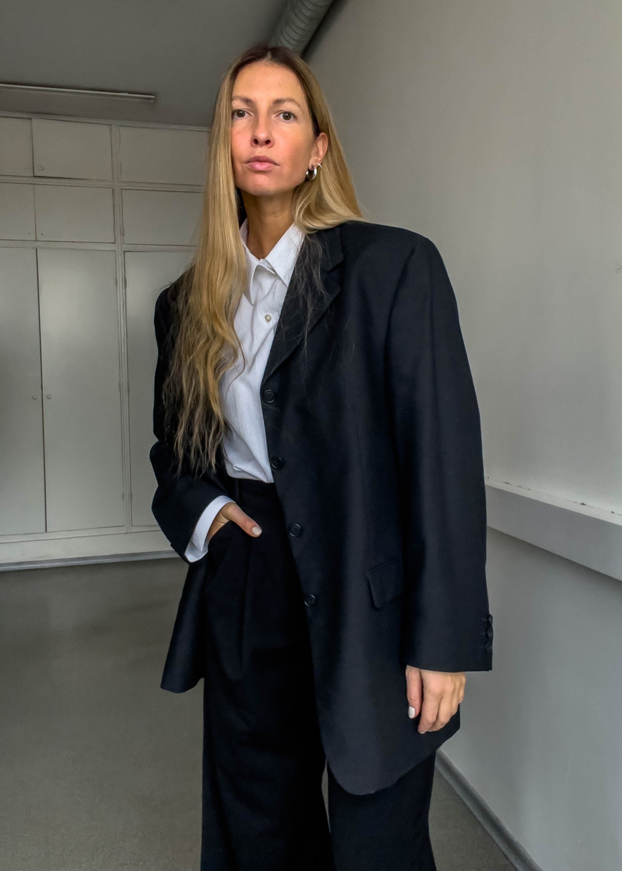 Vintage Dark Grey Oversized Blazer
