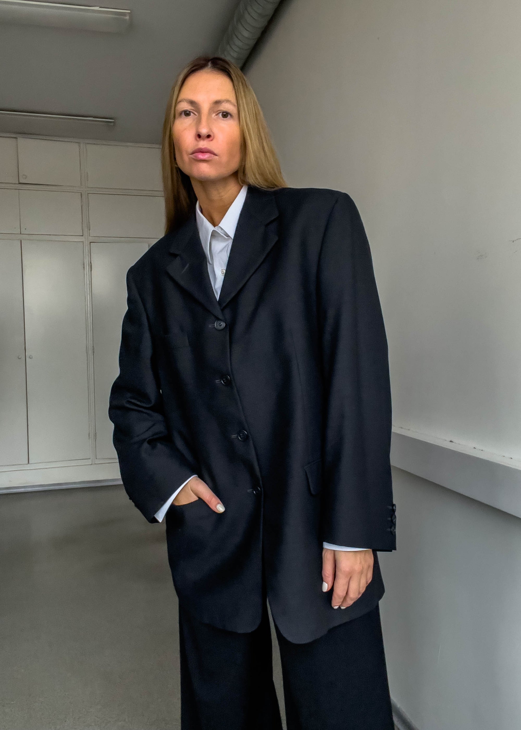 Vintage Dark Grey Oversized Blazer