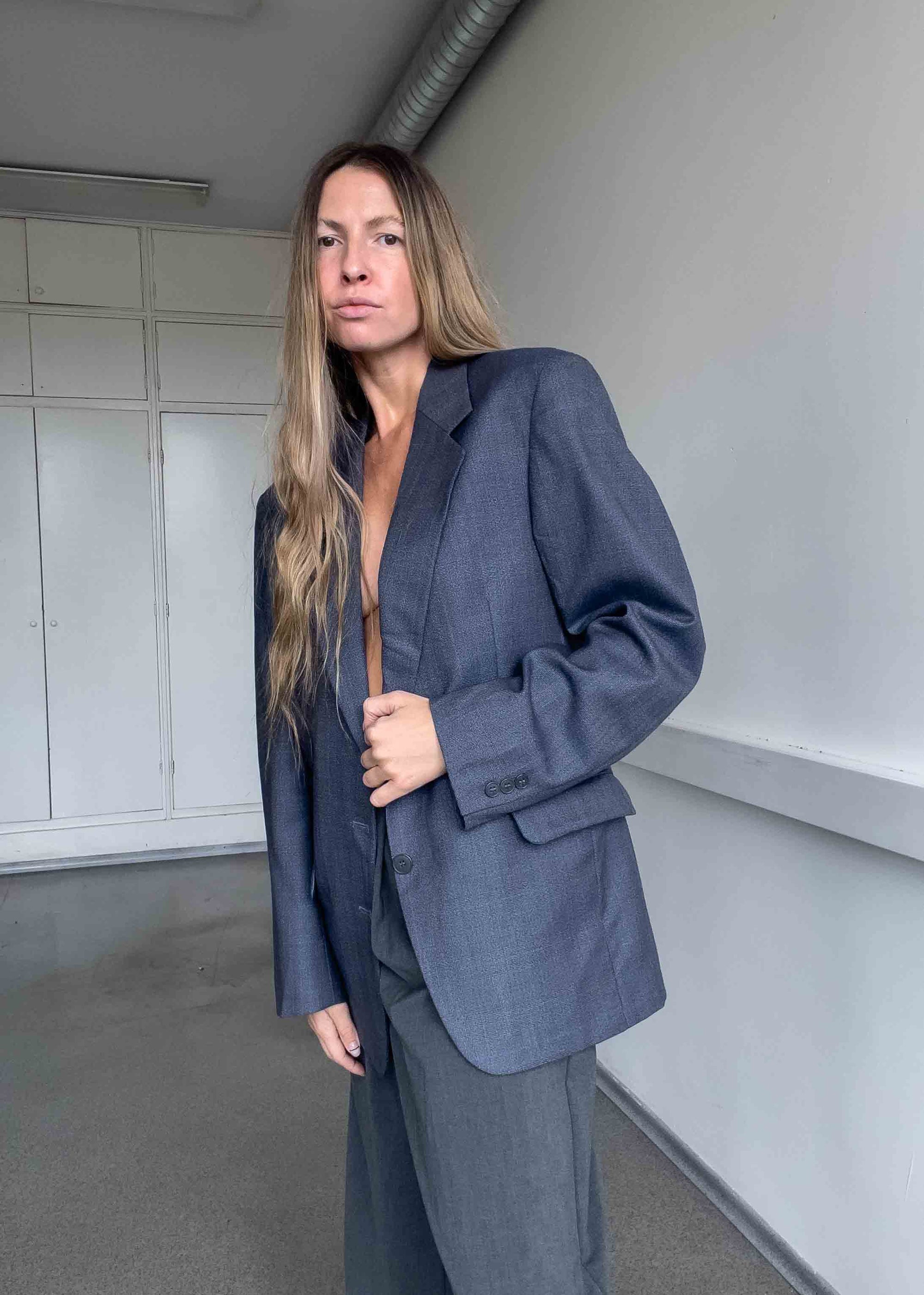 Vintage Grey Oversized Blazer