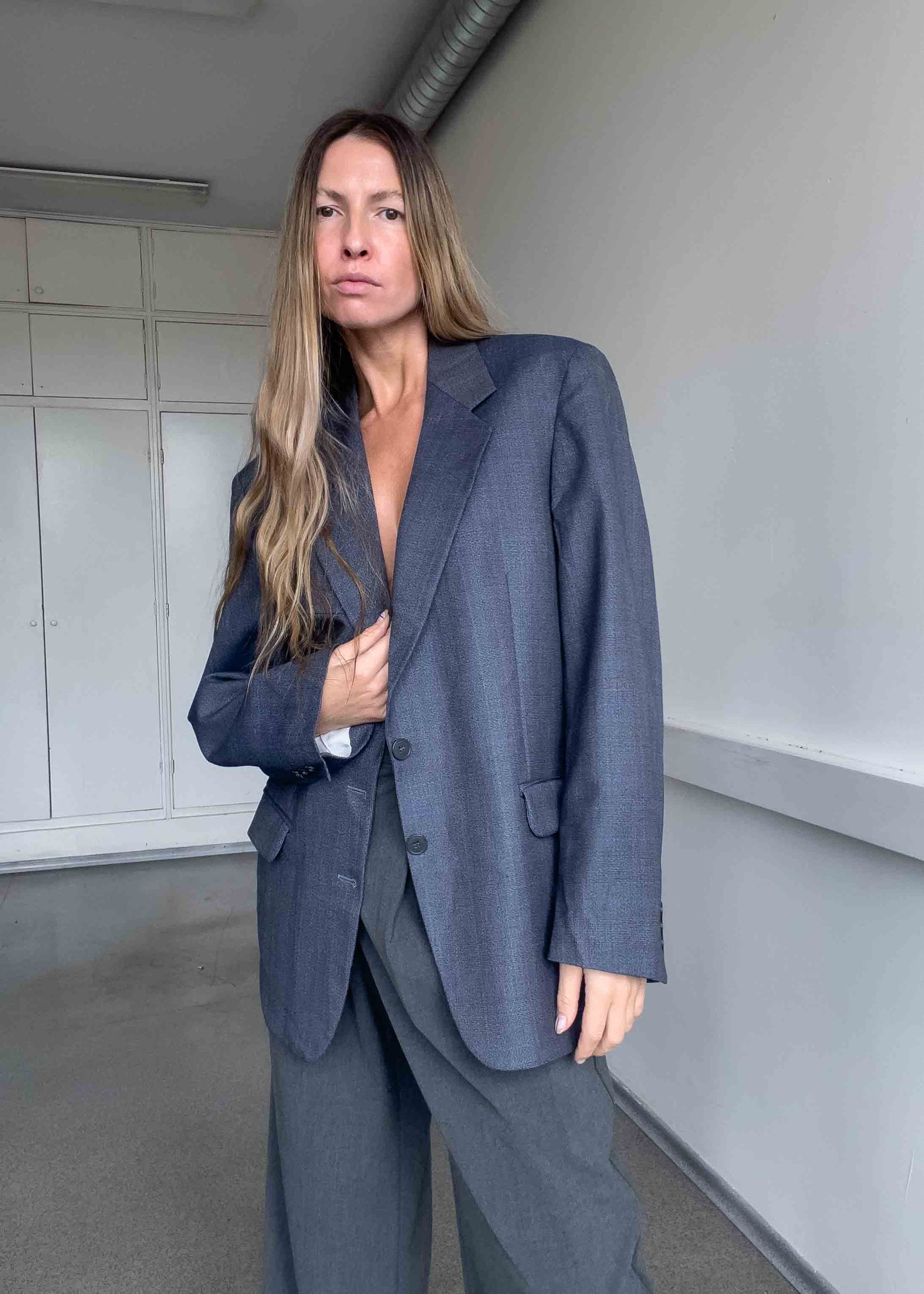 Vintage Grey Oversized Blazer