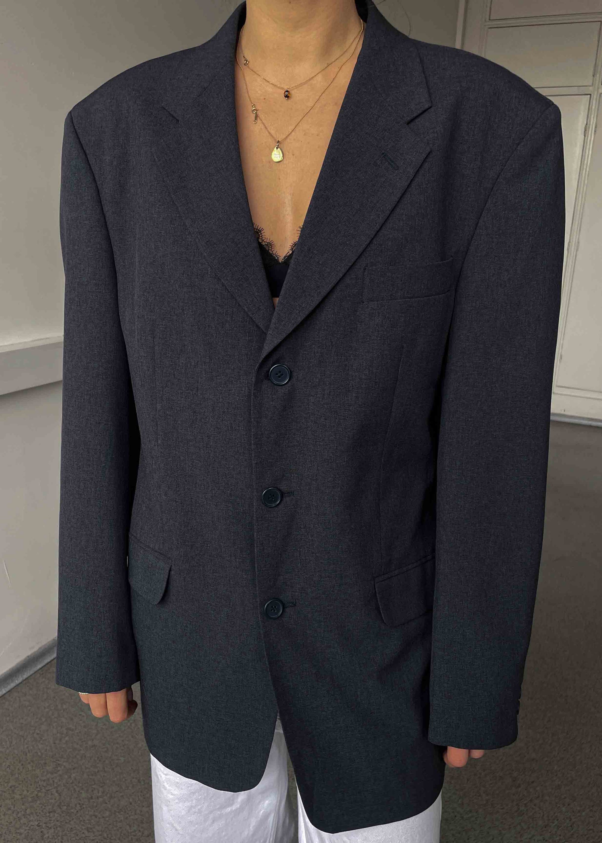 Vintage Grey Oversized Blazer