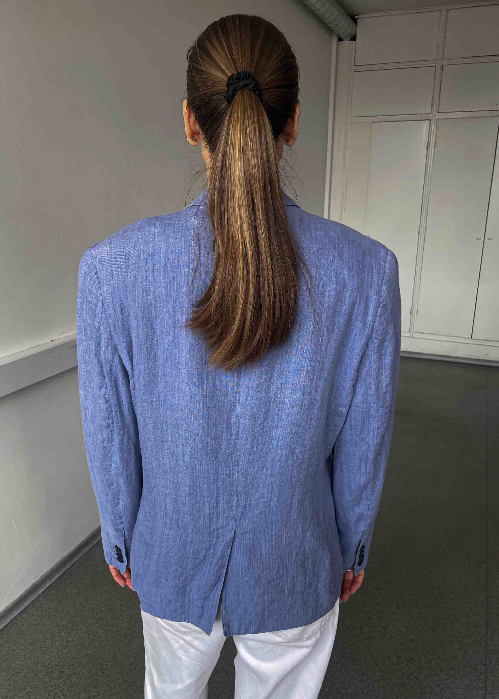 Vintage Light Blue Oversized Linen Blazer