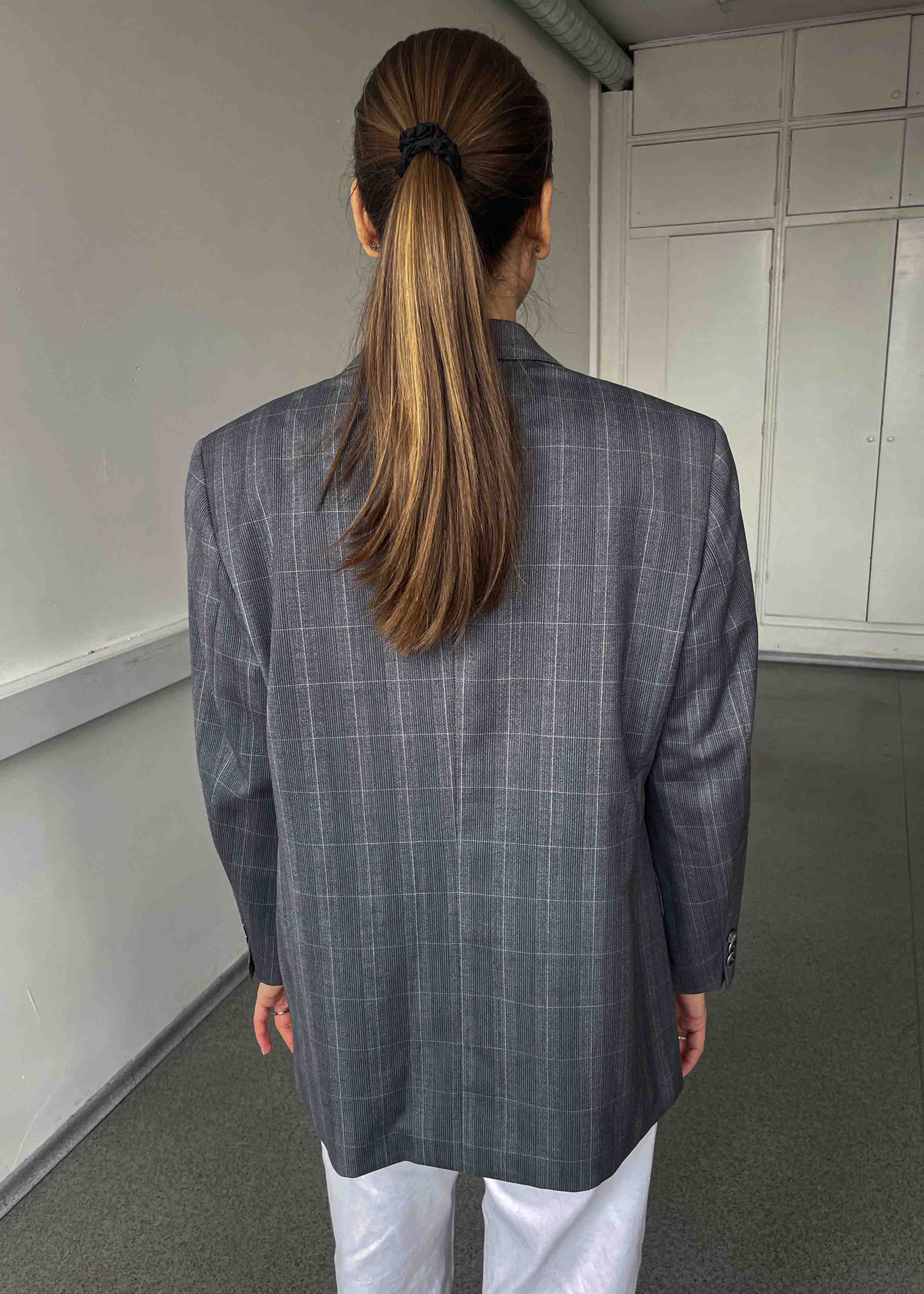 Vintage Grey Checked Pattern Smaller Fit Blazer