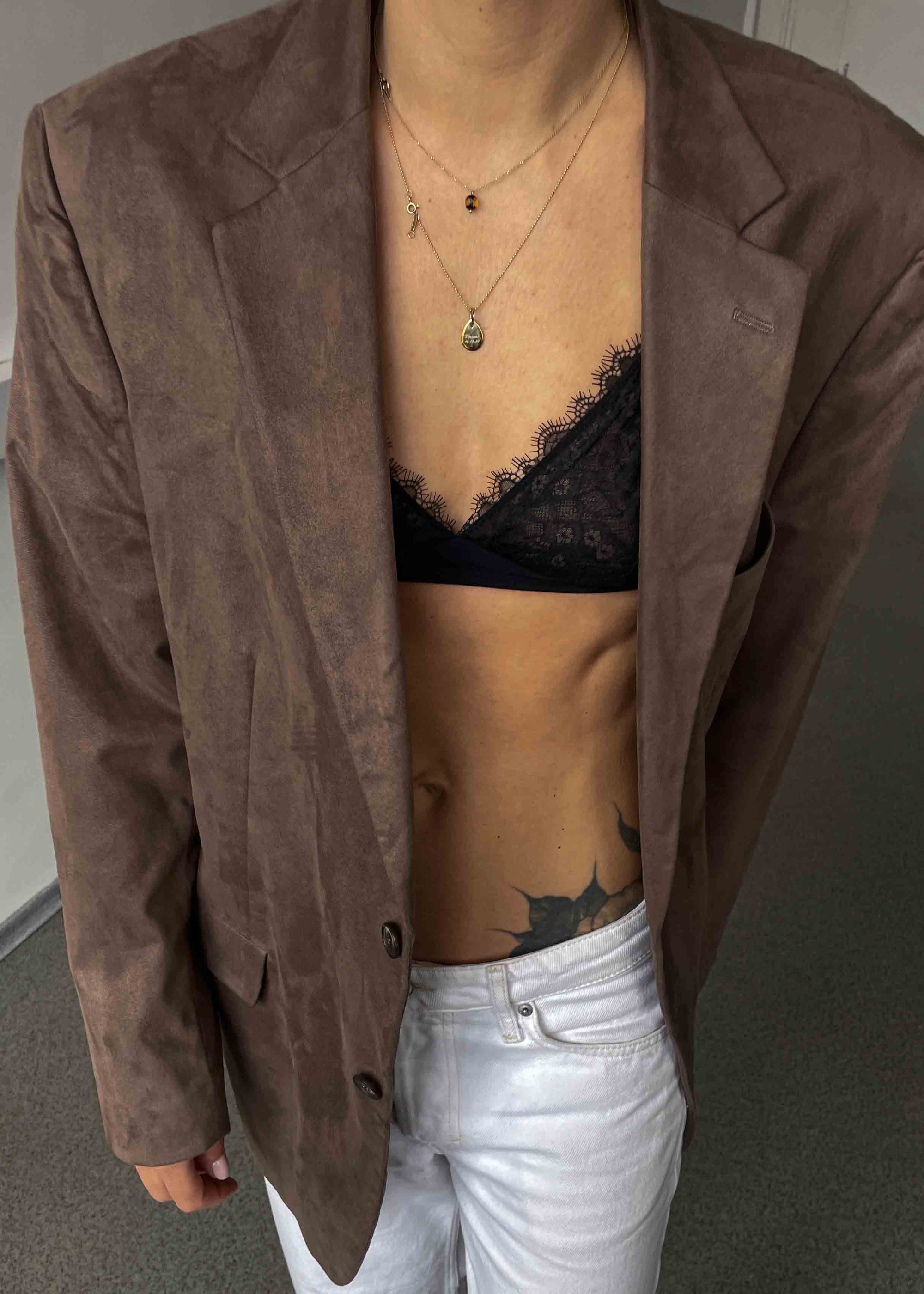 Vintage Brown Oversized Velvet Blazer