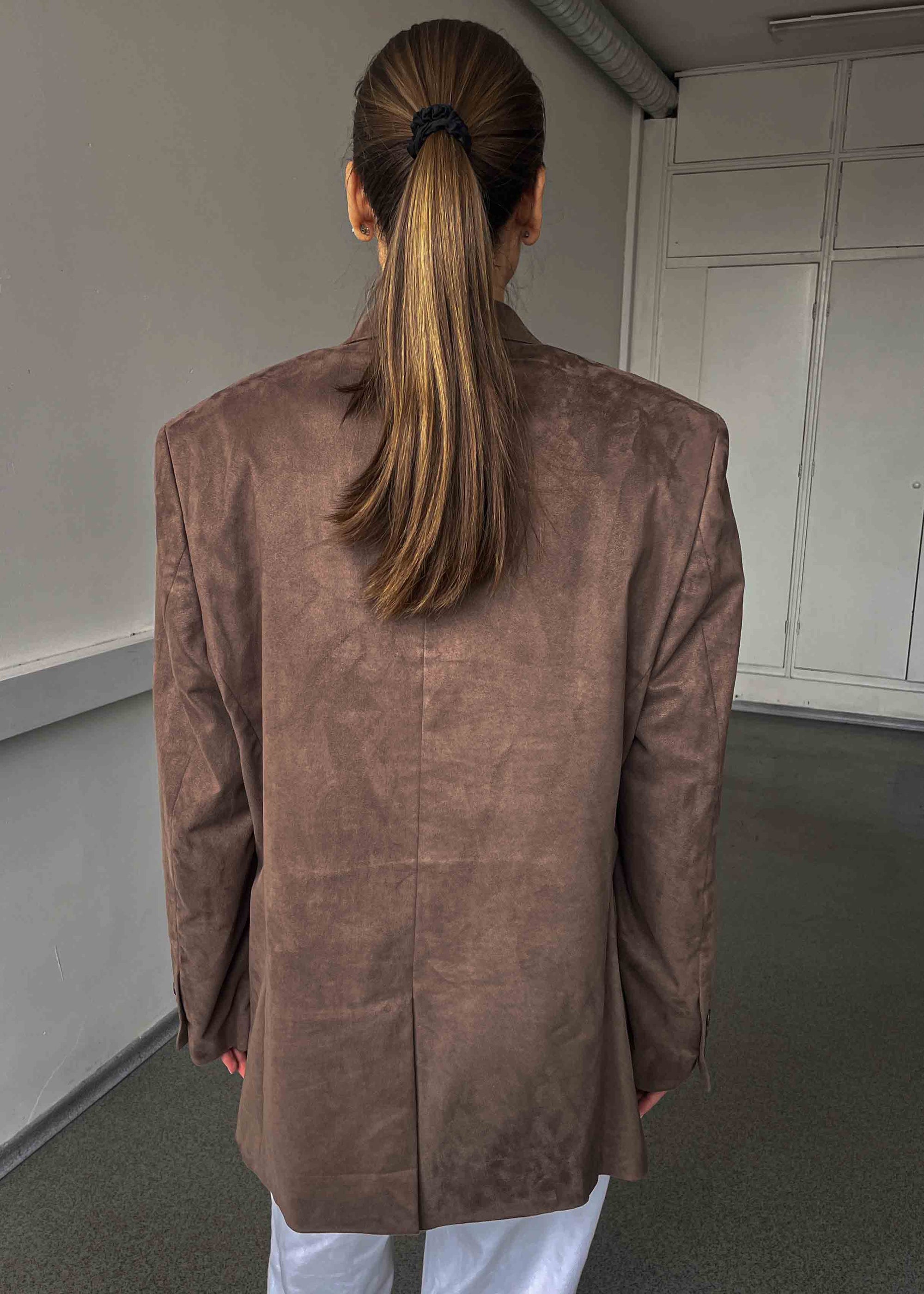 Vintage Brown Oversized Velvet Blazer