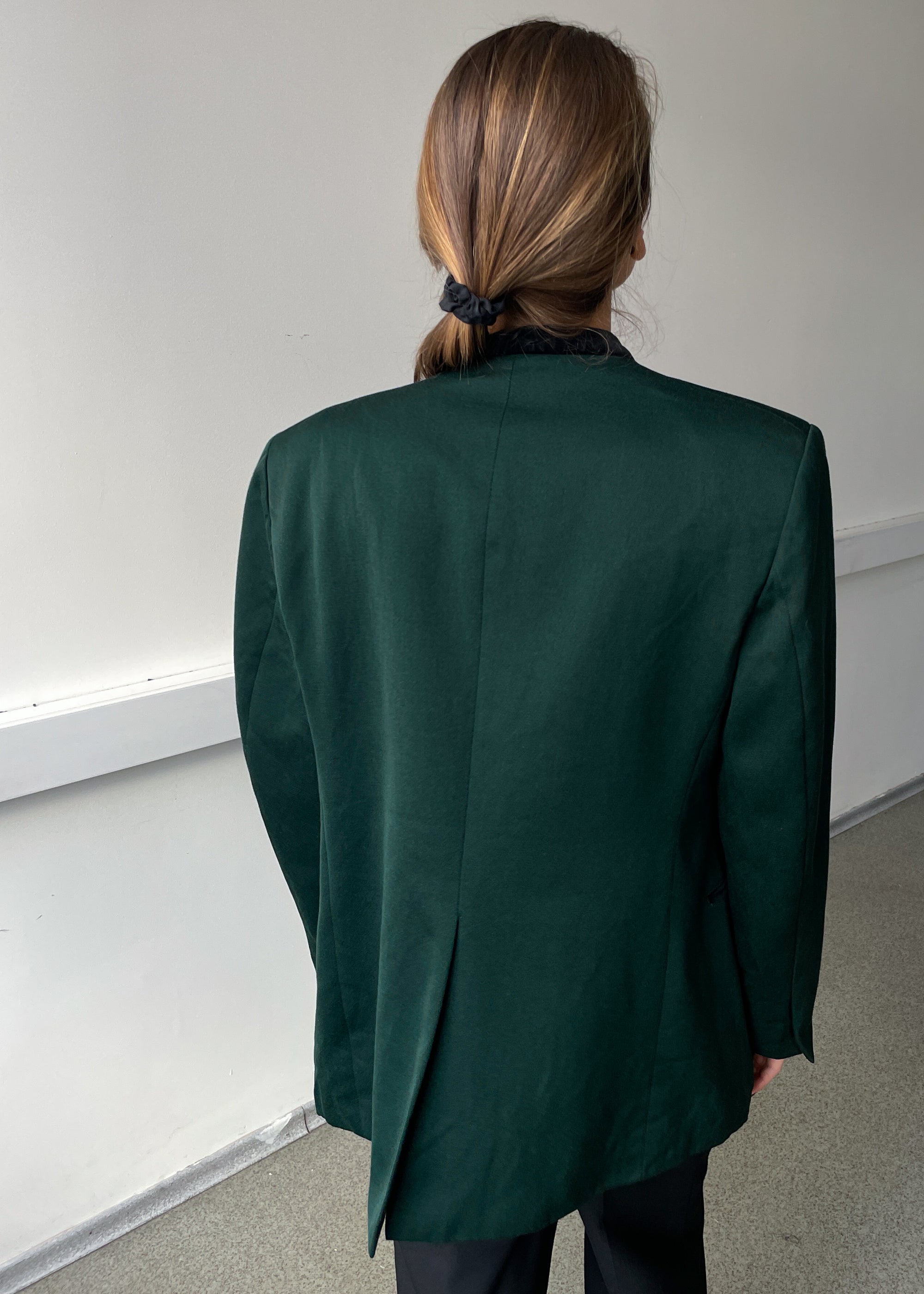 Vintage Deep Green Oversized 100% WOOL Festive Blazer