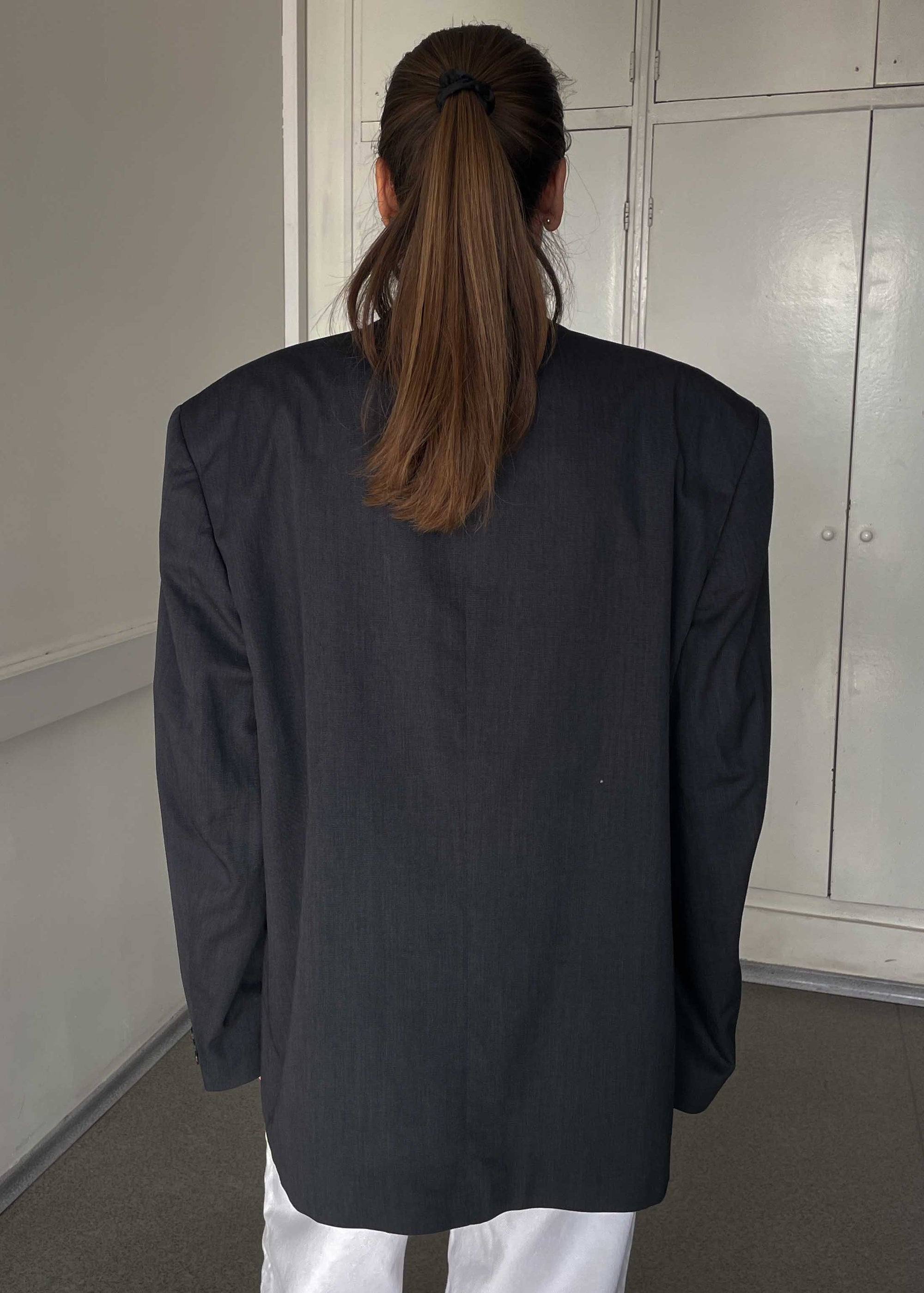 Vintage Dark Grey Oversized Double Breasted Blazer