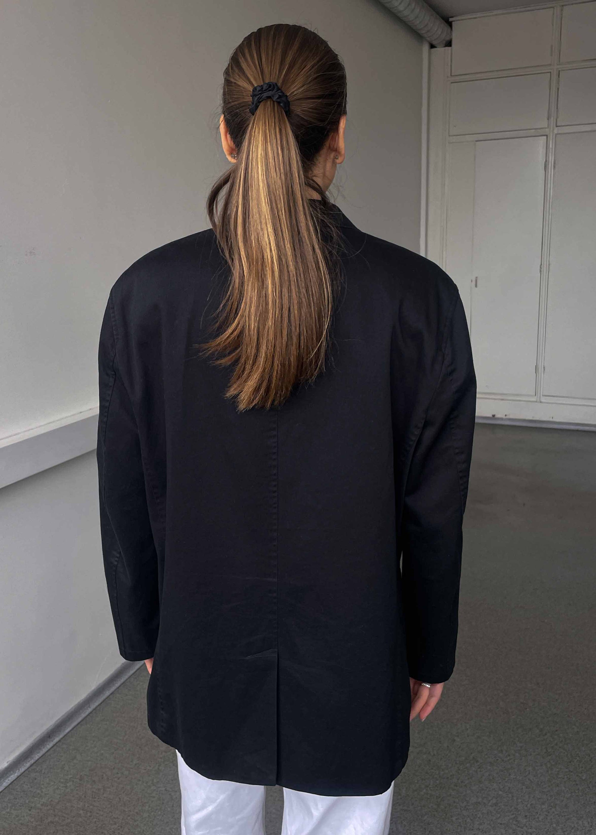 Vintage Black Oversized Cotton Blazer