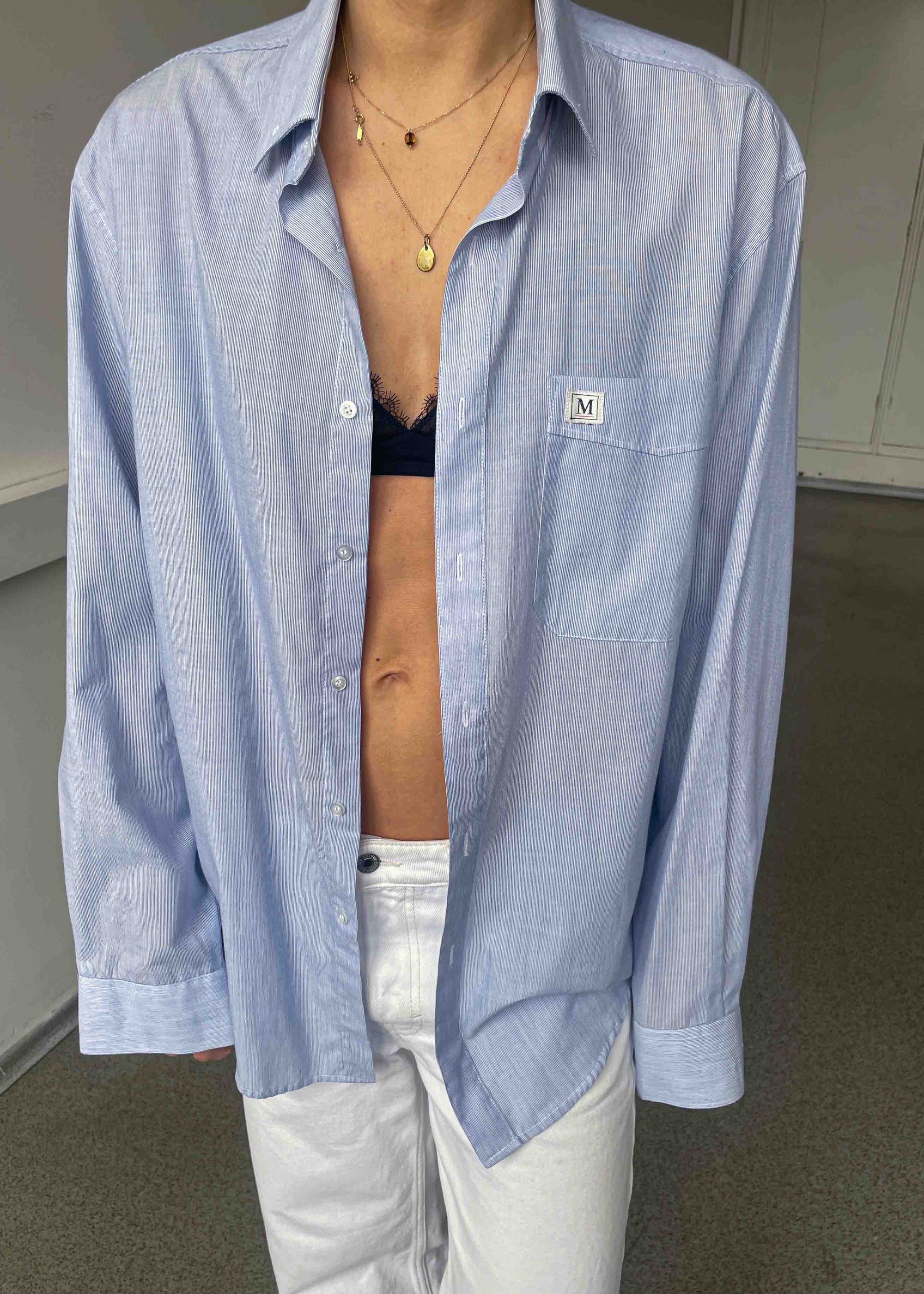 Vintage Blue Striped Oversized Shirt