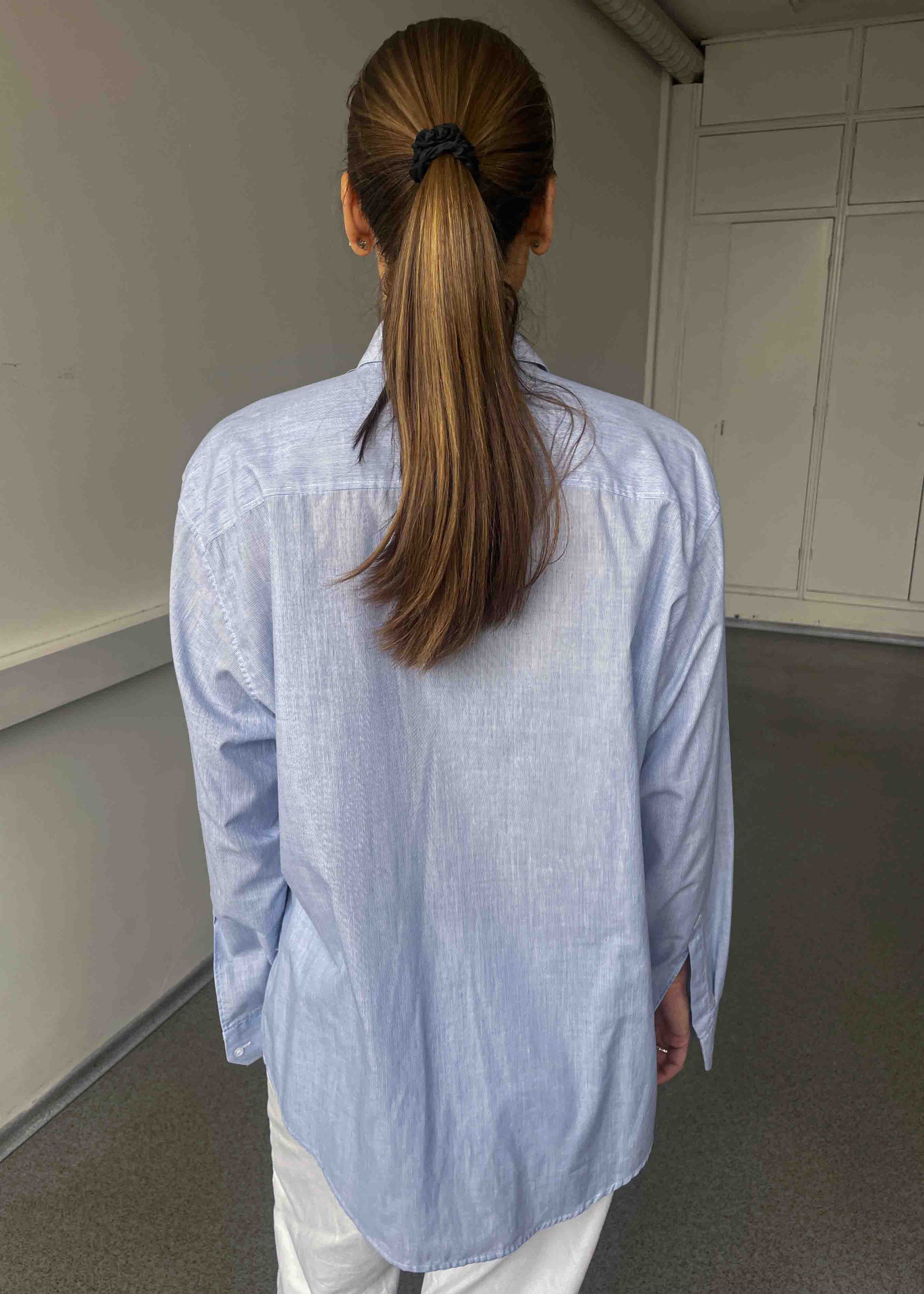 Vintage Blue Striped Oversized Shirt