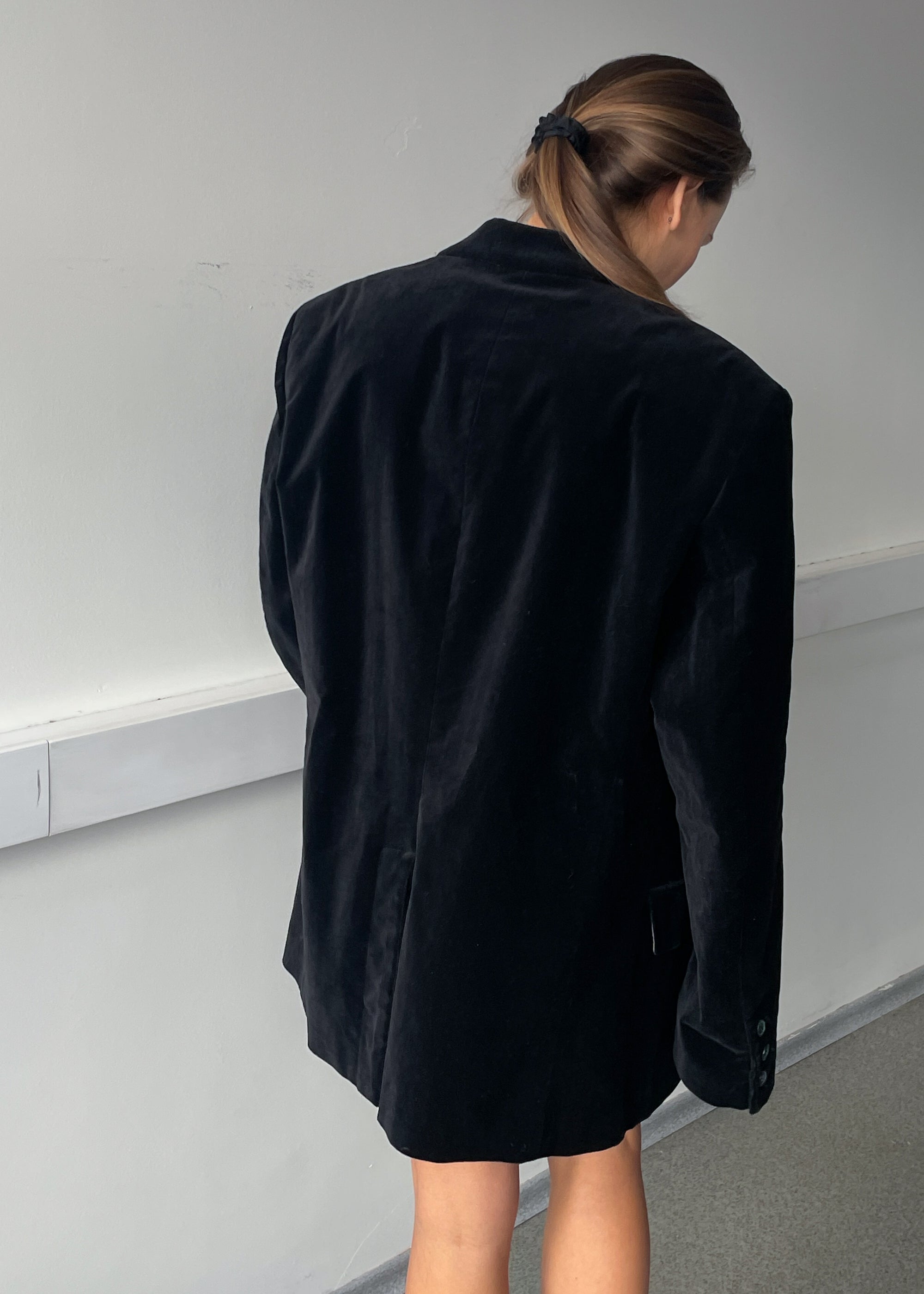 Vintage Black Velvet Oversized Festive Blazer