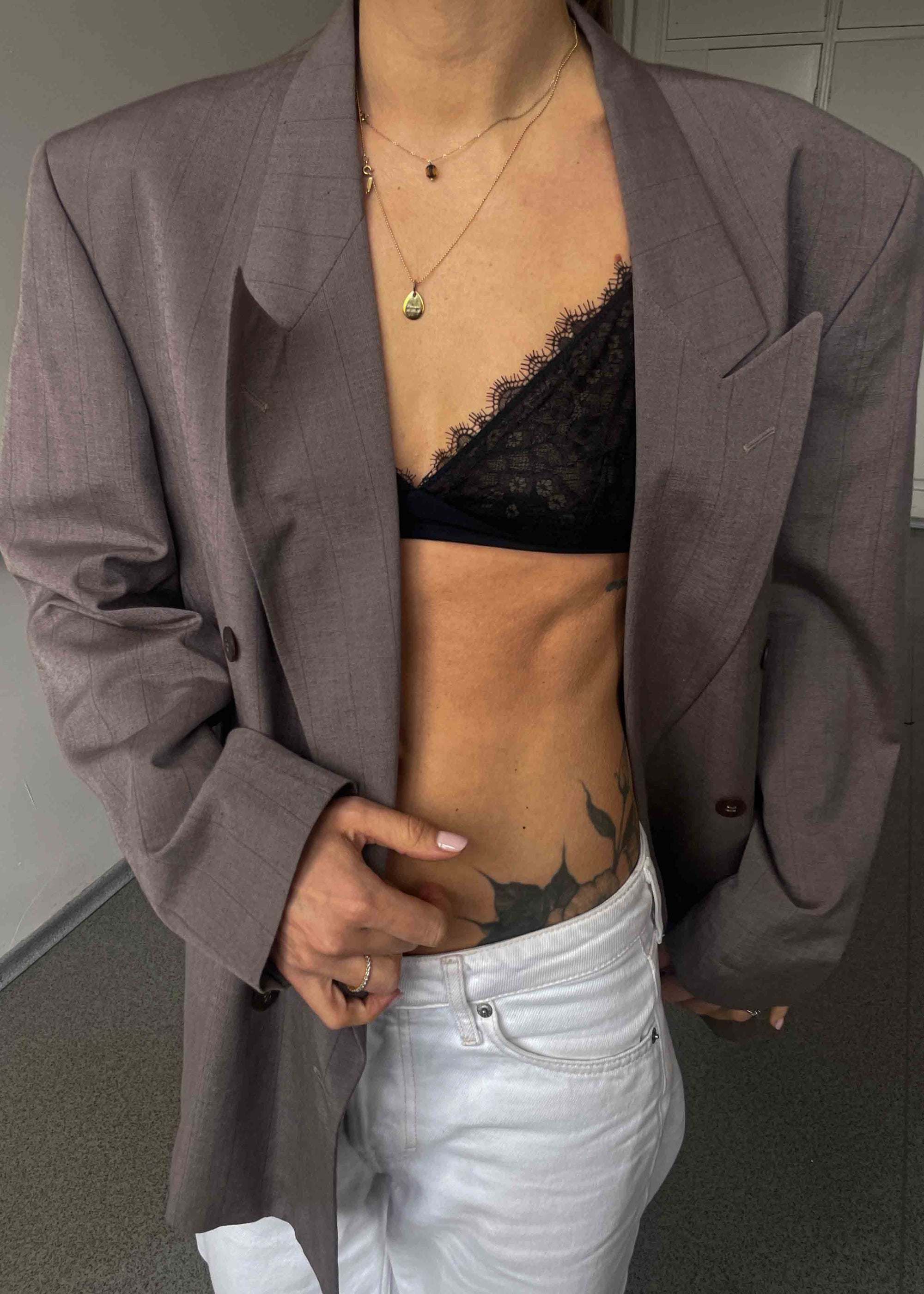 Vintage Mocha Brown Oversized Double Breasted Blazer