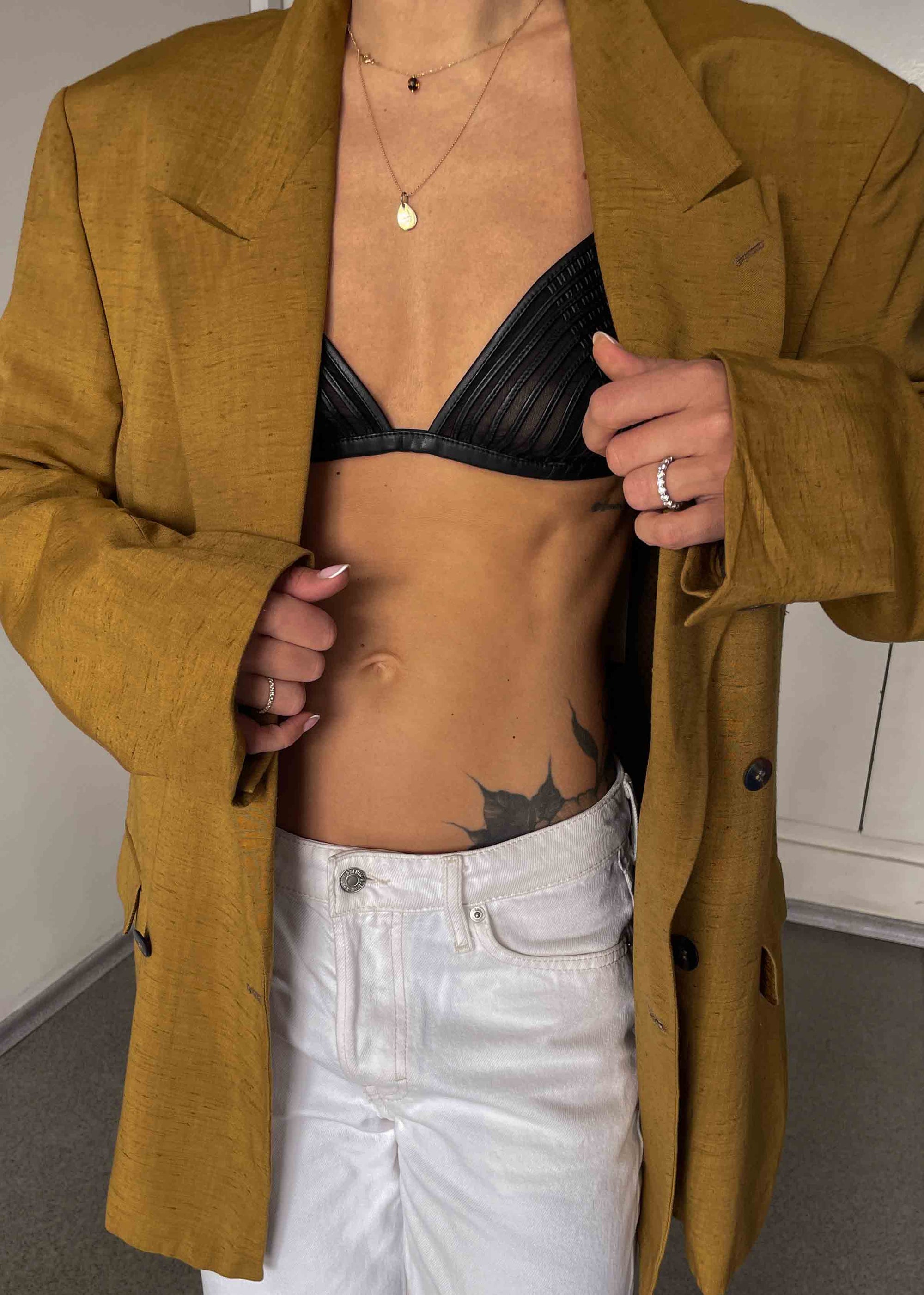 Vintage Mustard Yellow Oversized Double Breasted Blazer