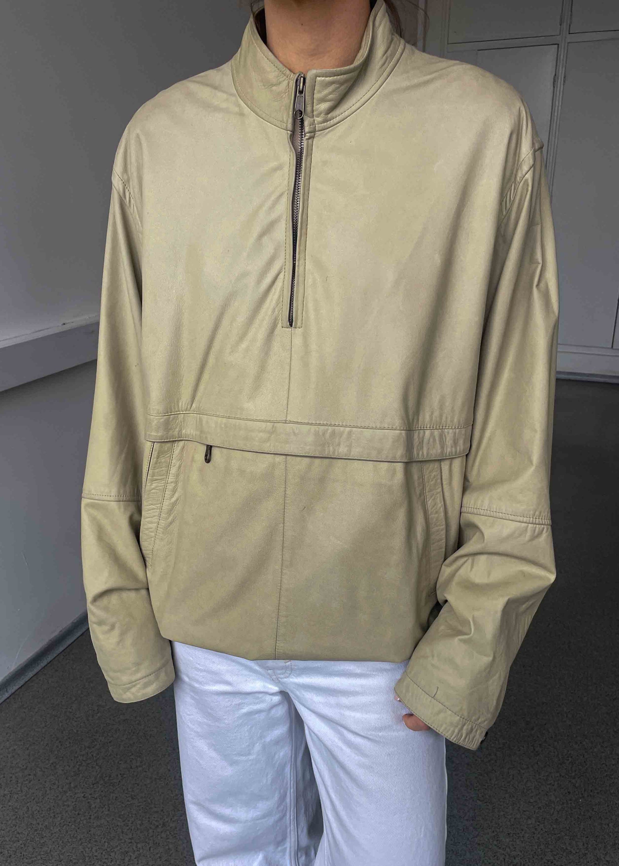 Vintage Butter Yellow Oversized Leather Top