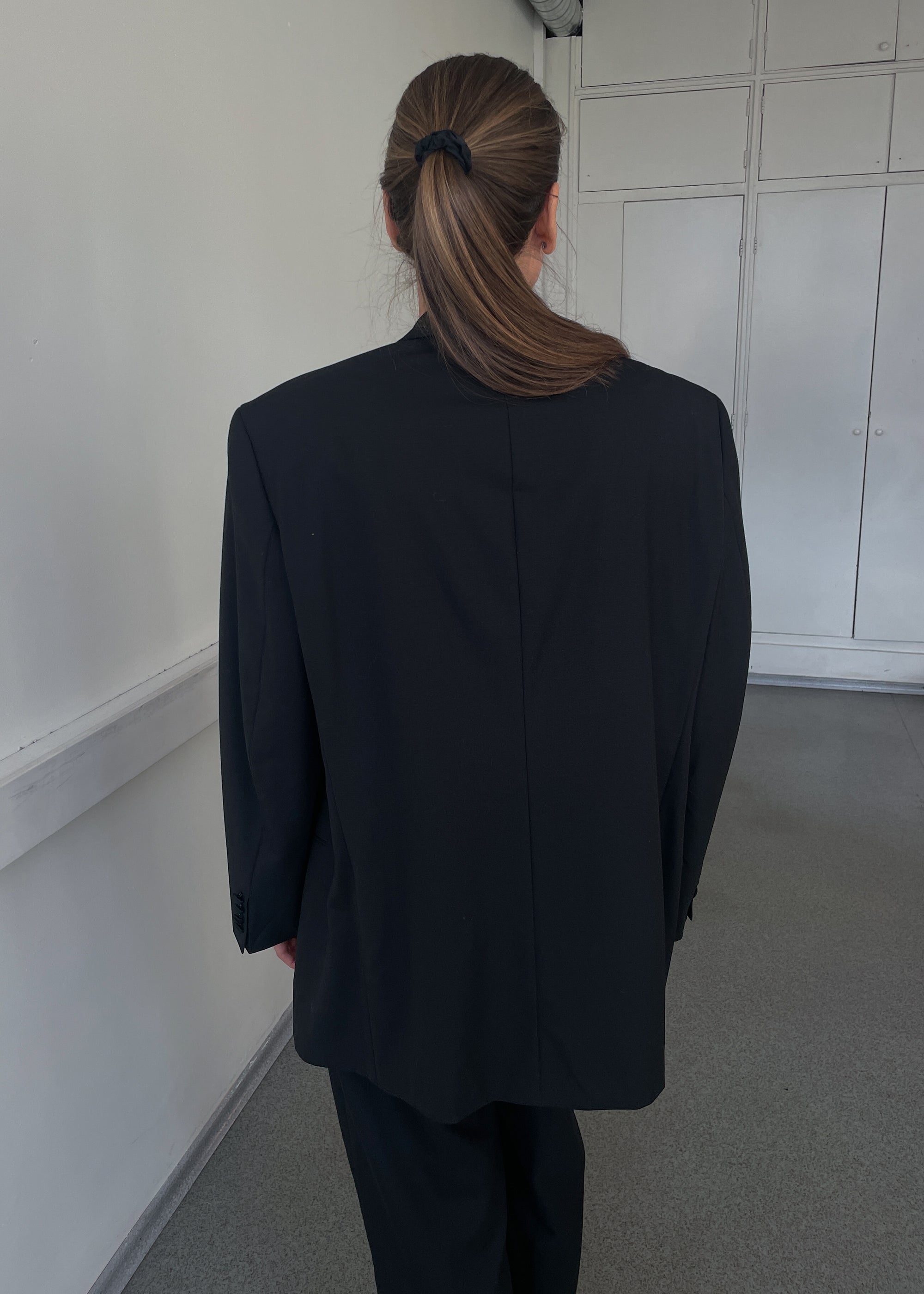 Vintage Black Oversized 100% WOOL Tuxedo Blazer