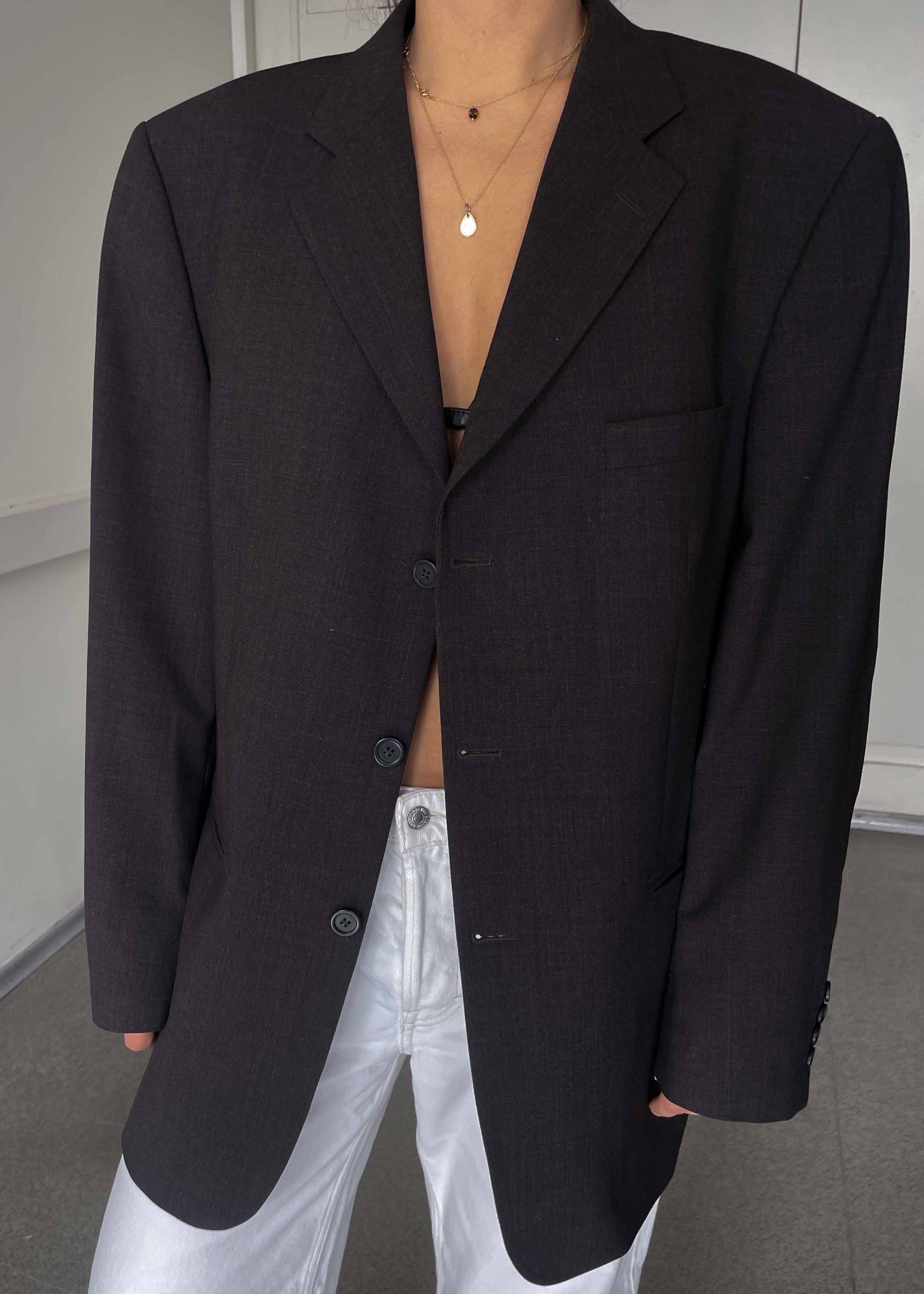 Vintage Brown Oversized Blazer by BATISTINI