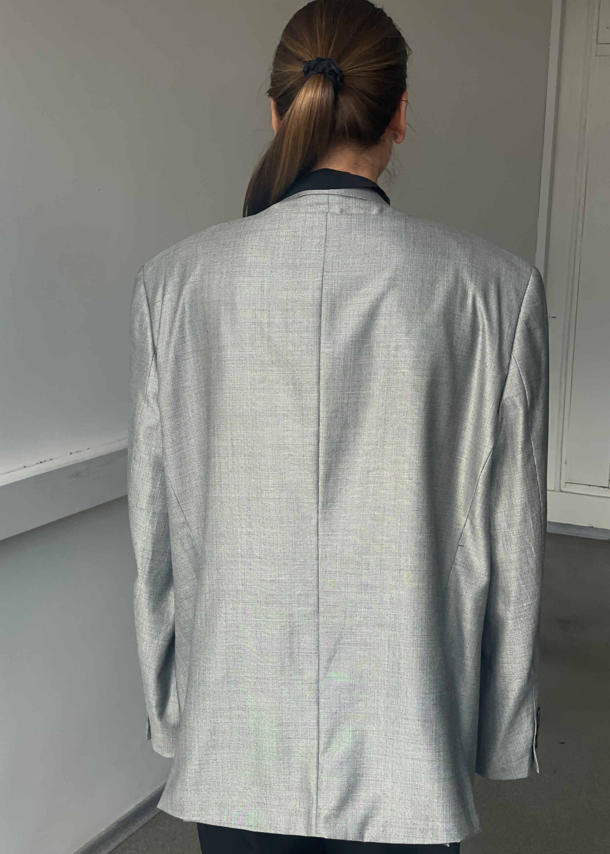 Vintage Silver Grey Oversized Festive Blazer