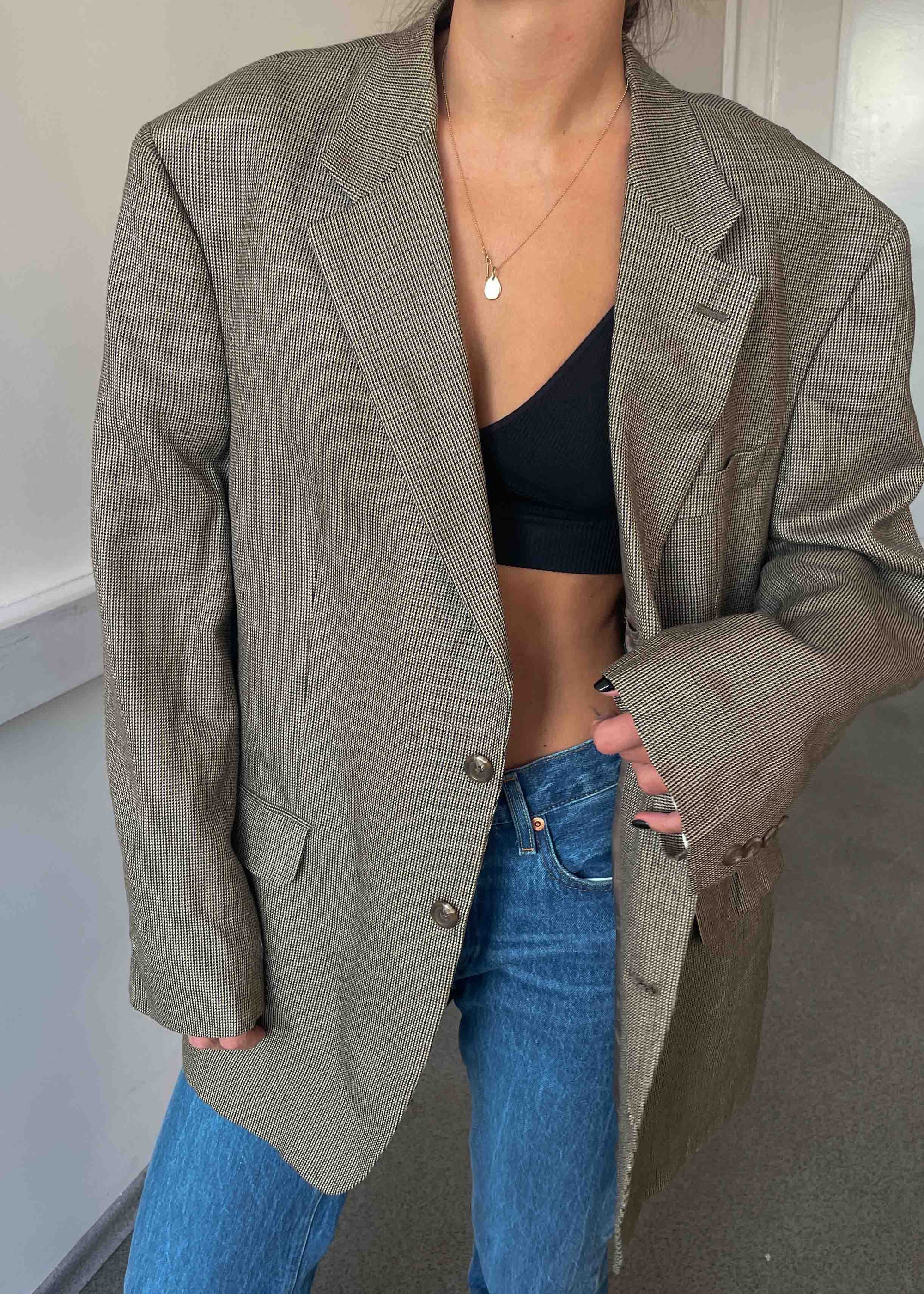 Vintage Sage Green 100% Silk Oversized Blazer Chaps by RALPH LAUREN