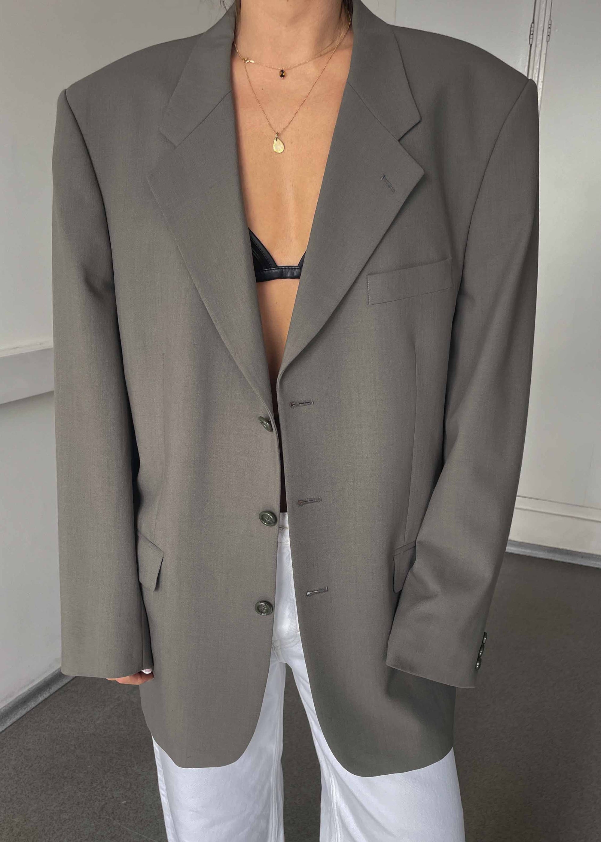 Vintage Sage Green Oversized Blazer
