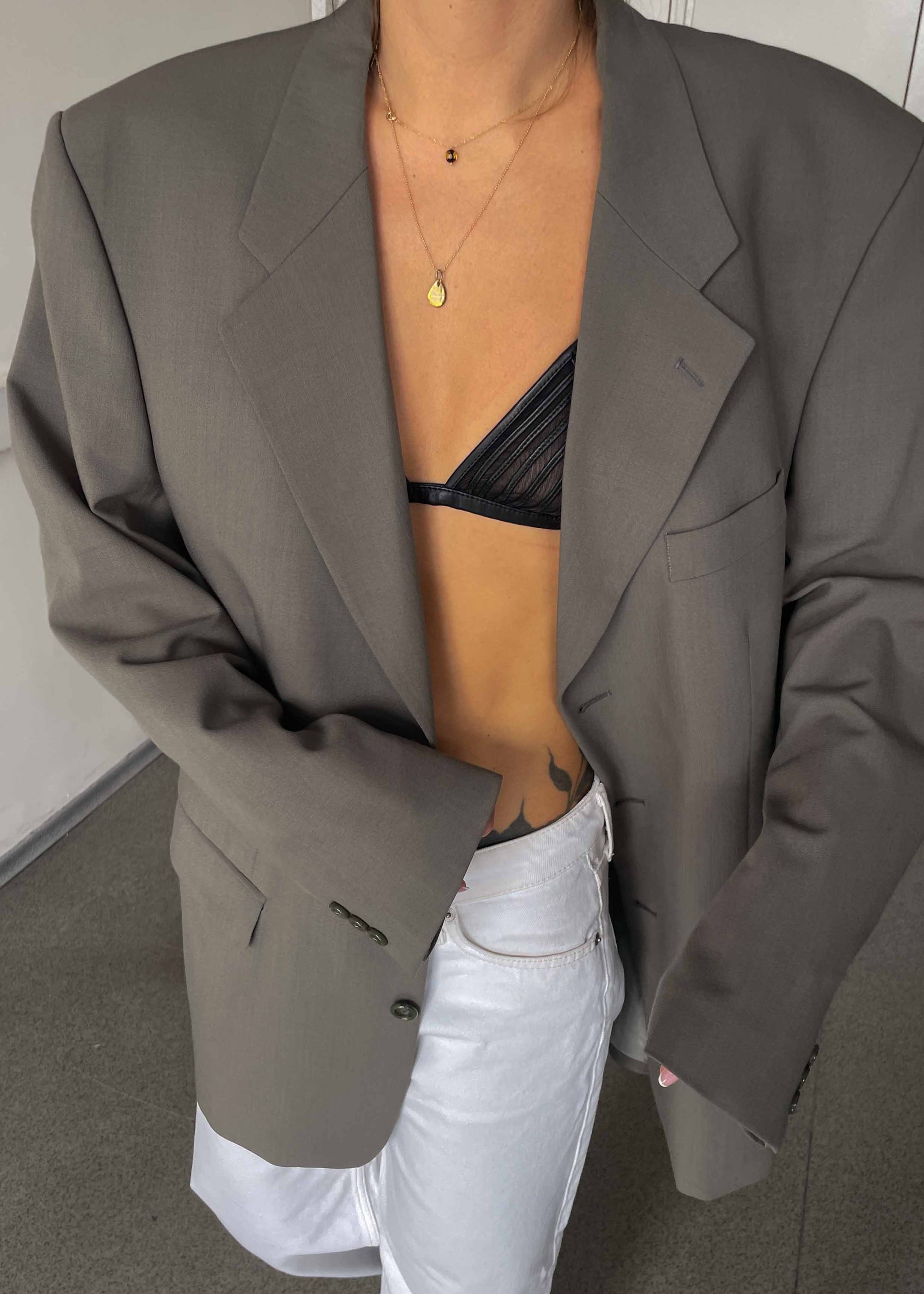 Vintage Sage Green Oversized Blazer