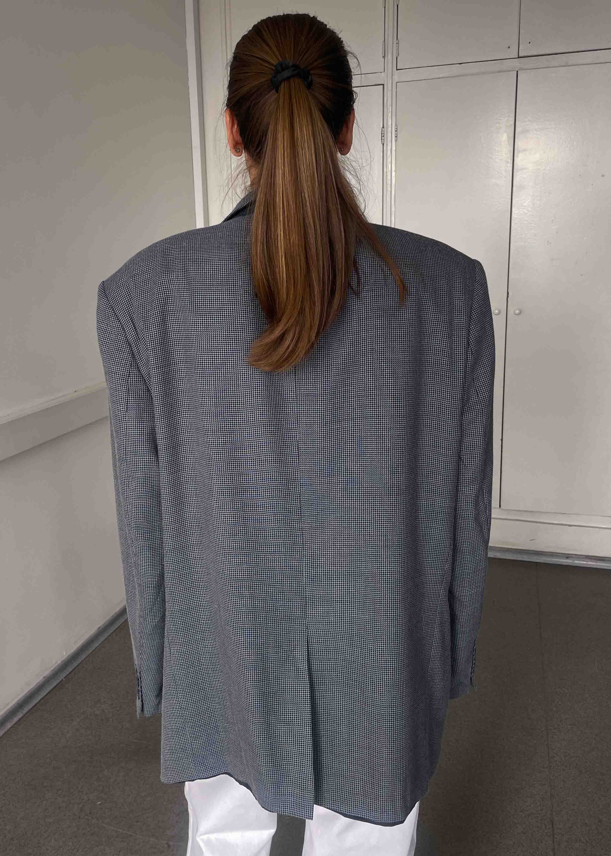 Vintage Blue Patterned Oversized Blazer