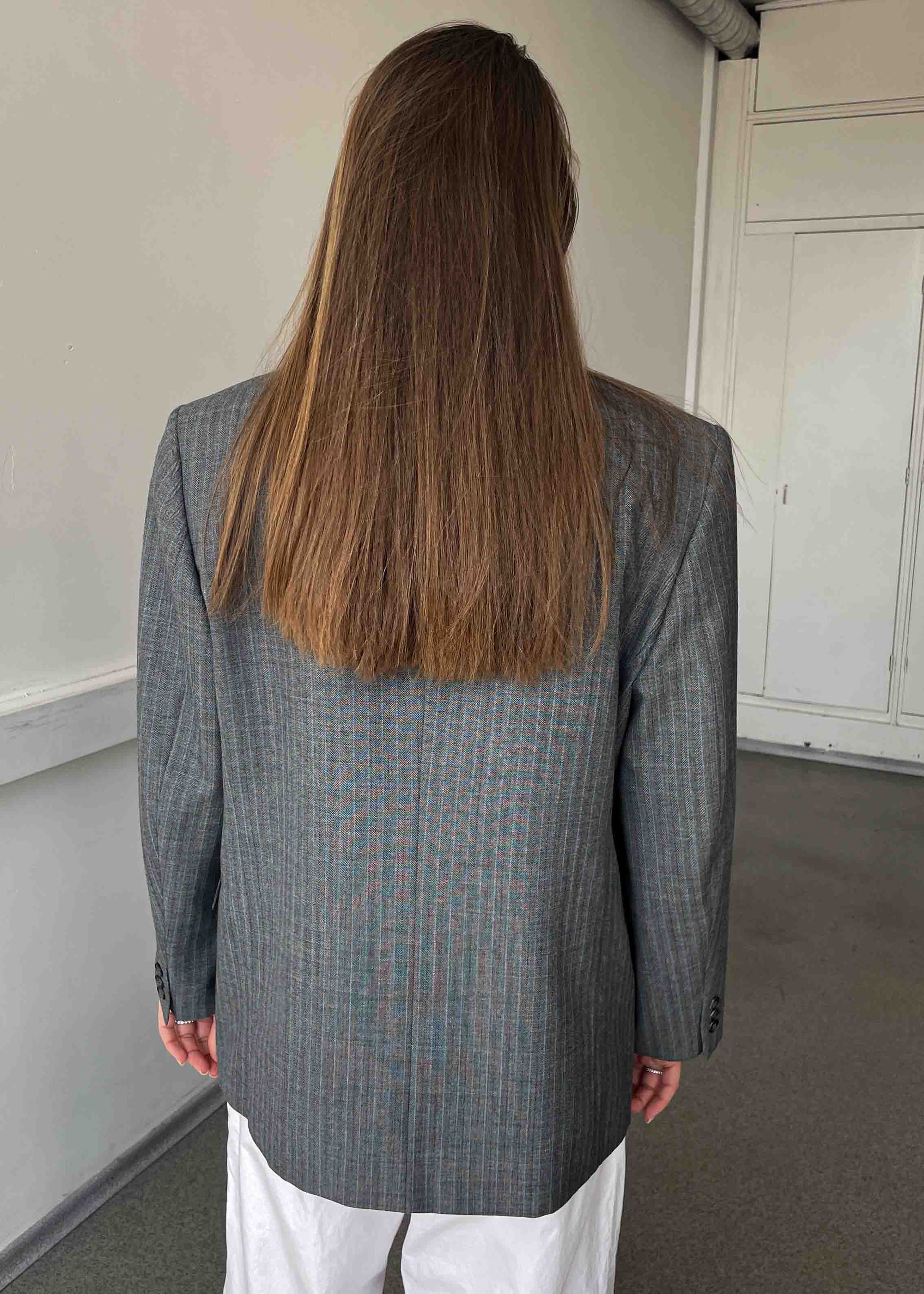 Vintage Grey Patterned Boxy Fit Blazer