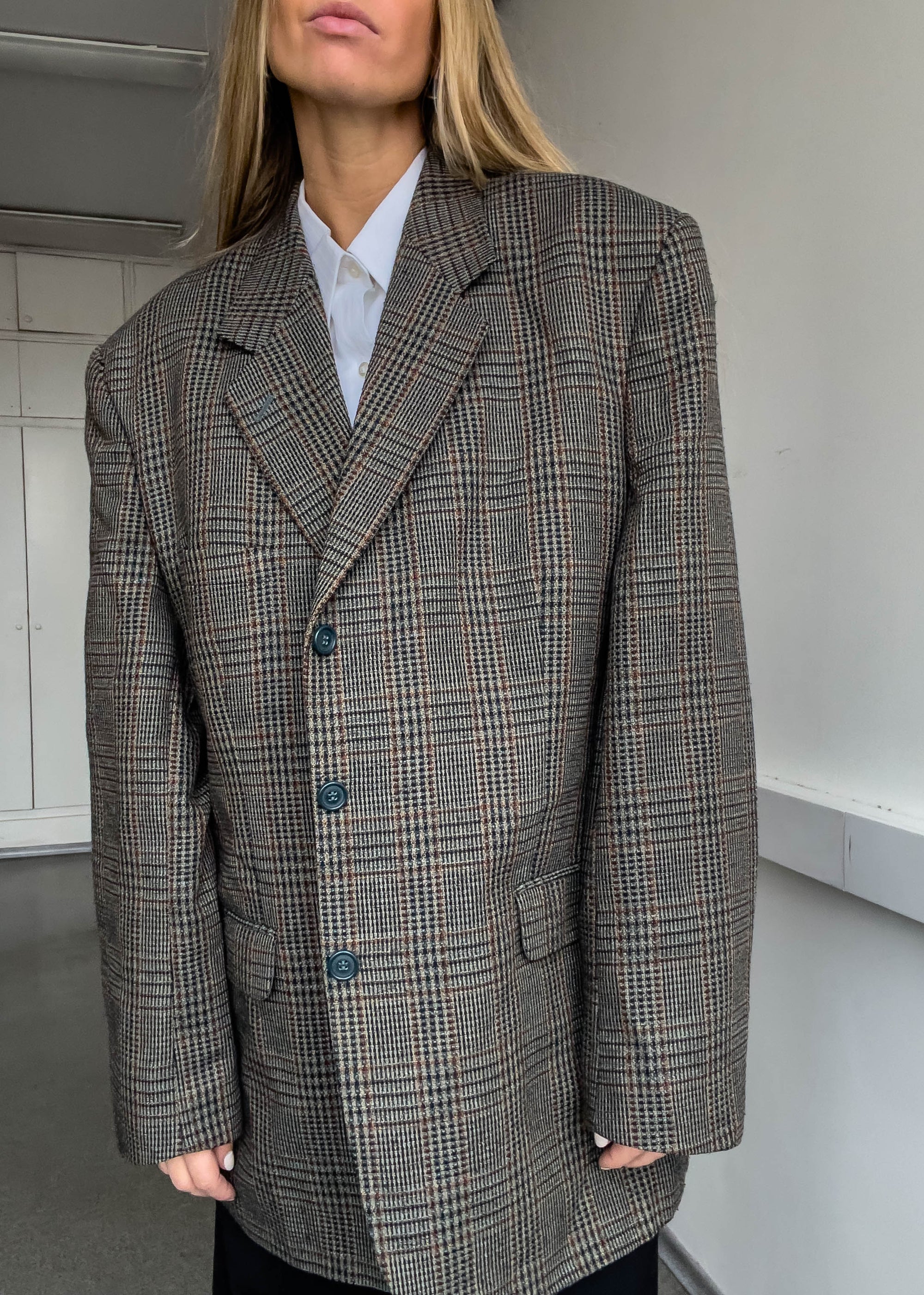 Vintage Checked Oversized Blazer