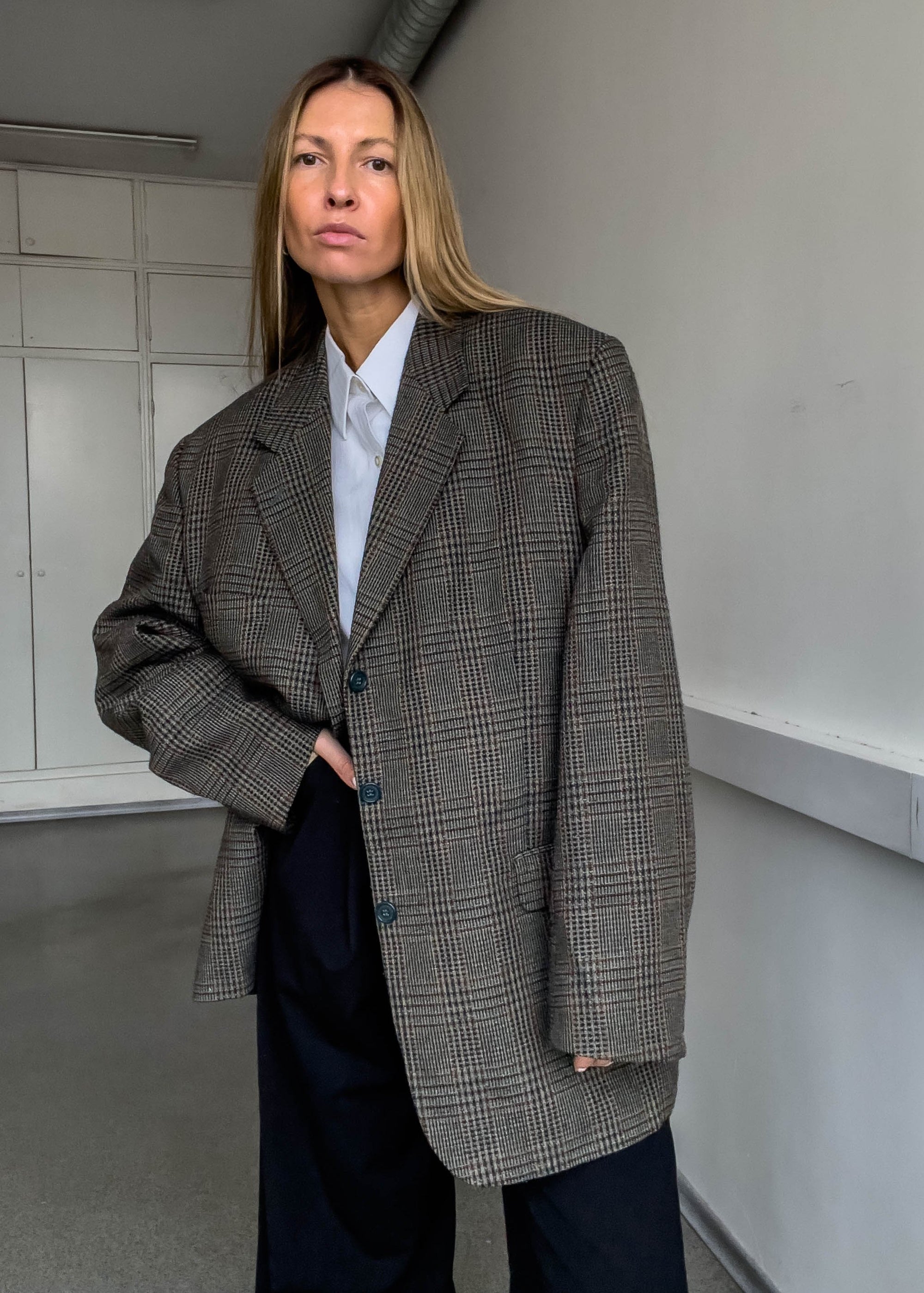 Vintage Checked Oversized Blazer
