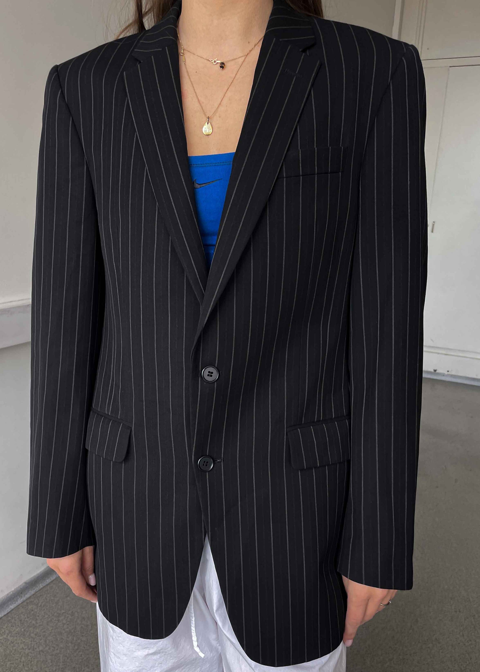 Vintage Black Striped Smaller Fit Blazer