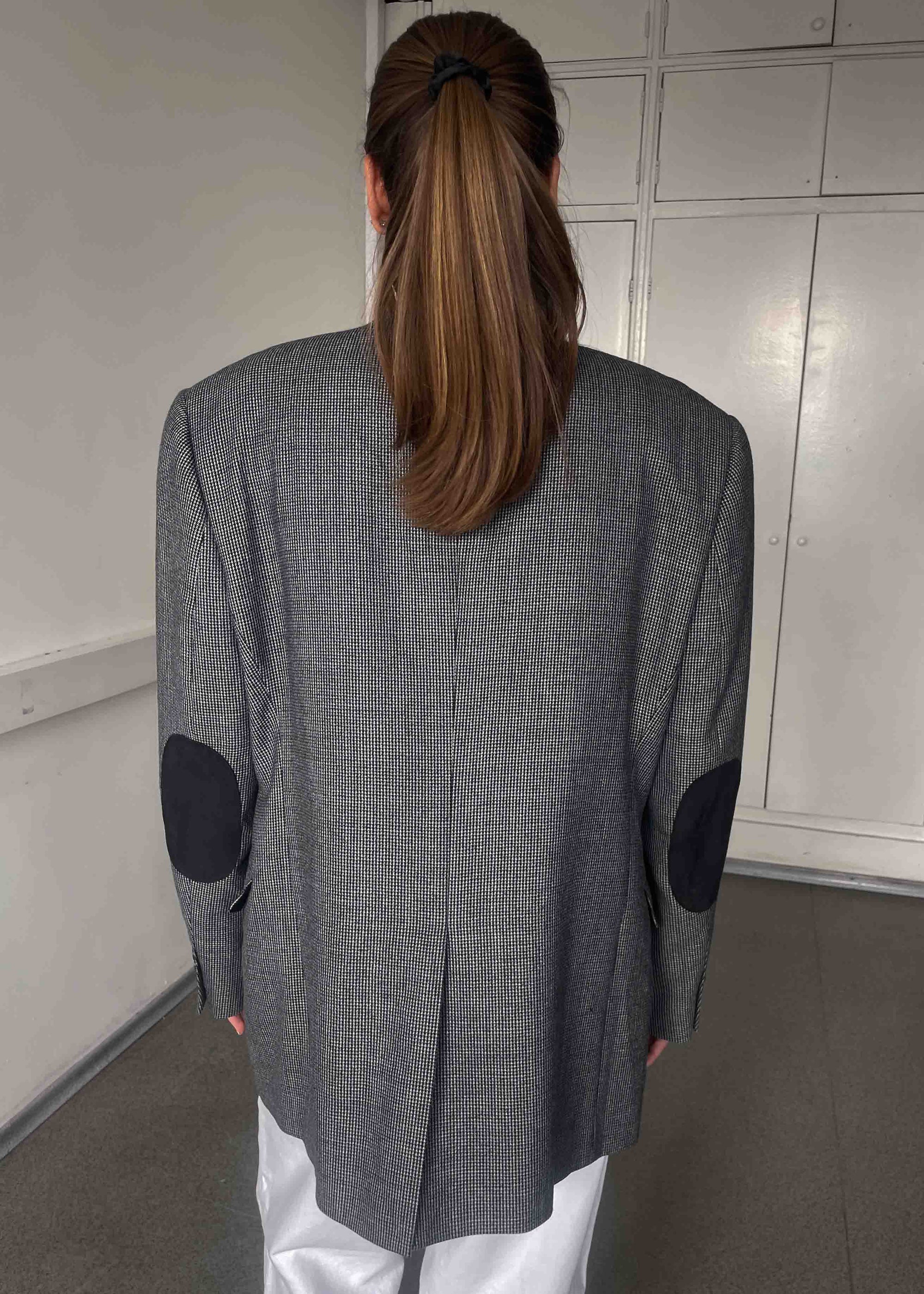 Vintage Black & White Patterned Oversized Blazer