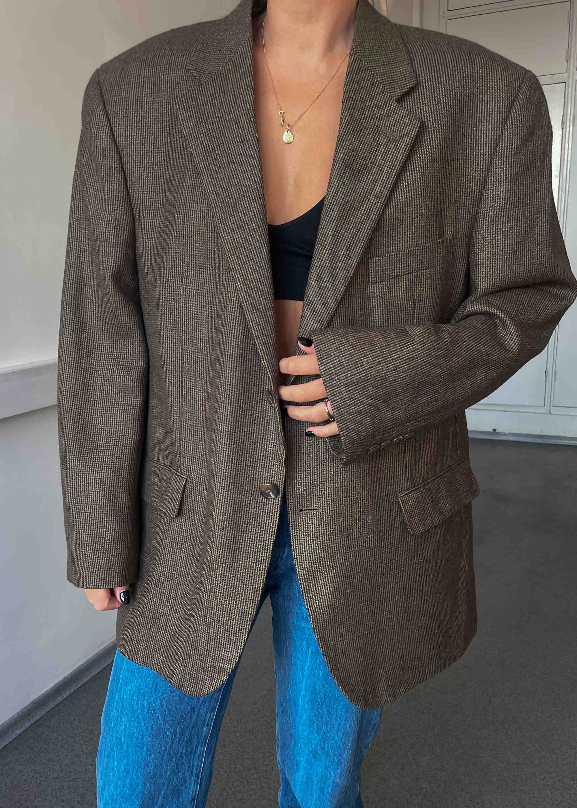Vintage Khaki Brown  100% WOOL Oversized Blazer Chaps by RALPH LAUREN