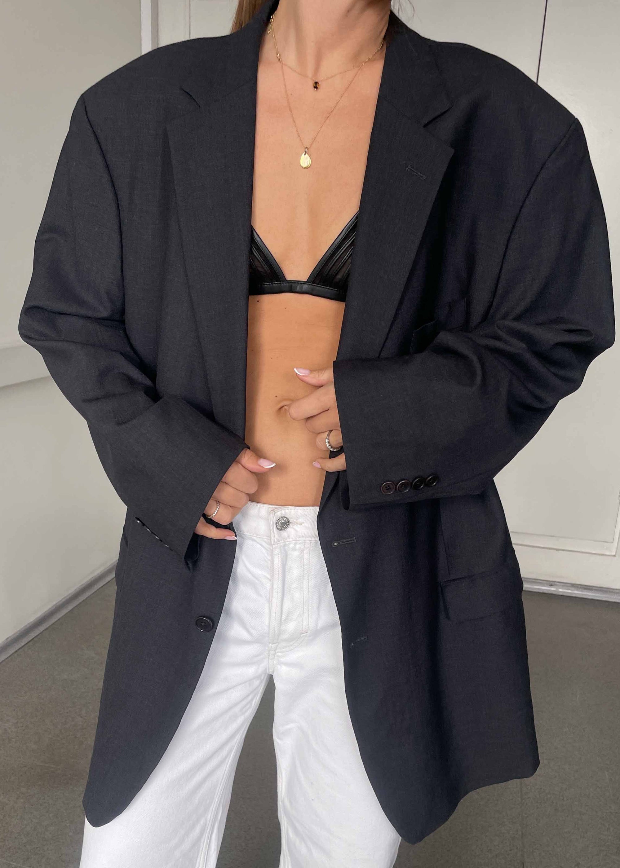 Vintage Grey Extra Oversized Blazer by BROOK BROTHERS