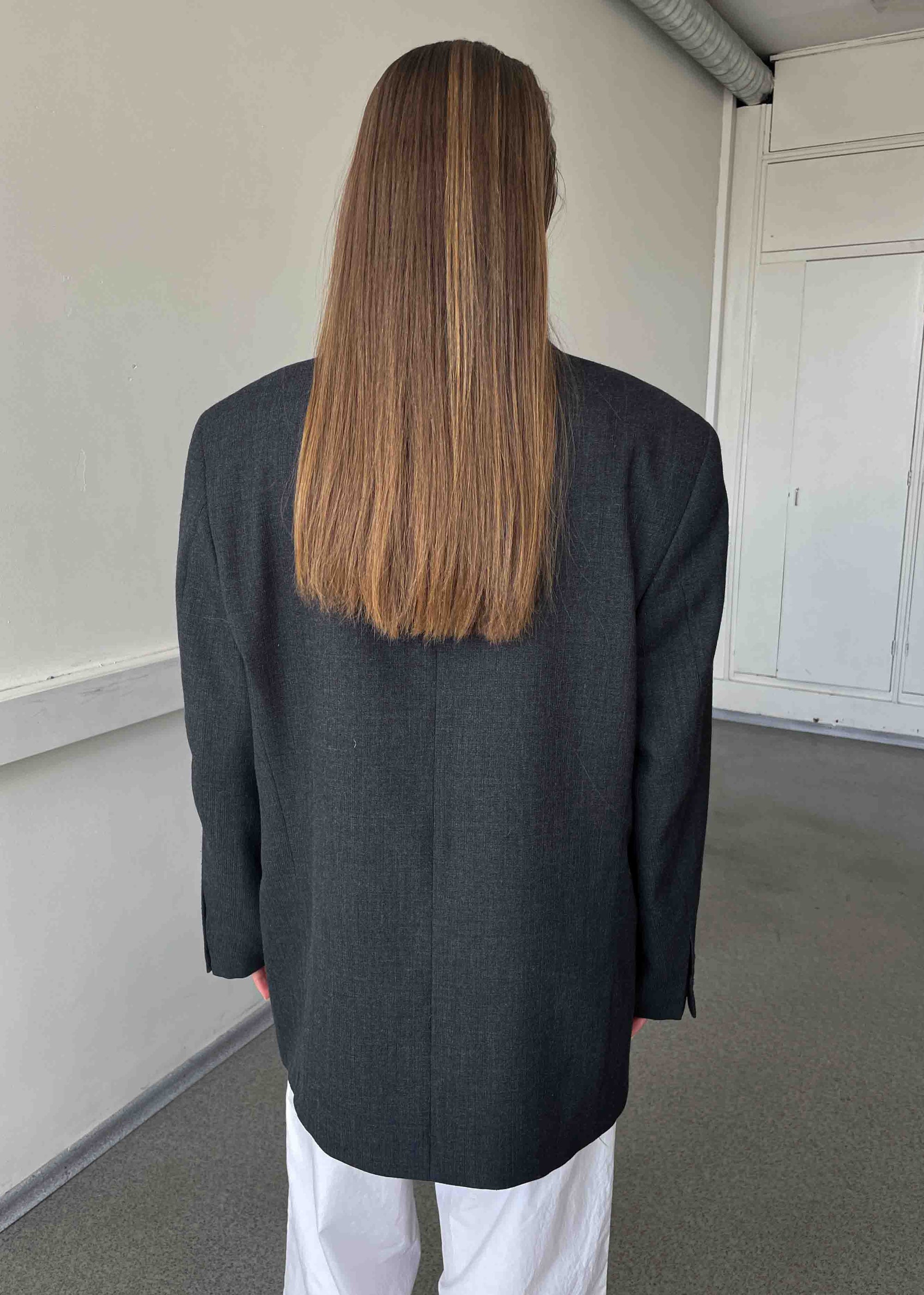 Vintage Grey Patterned Oversized Blazer