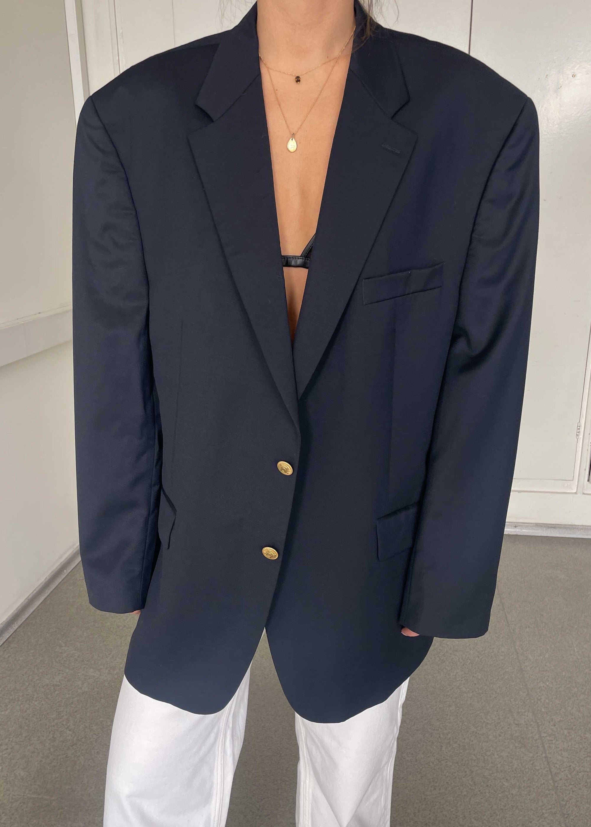 Vintage Navy Blue 100 % WOOL Blazer Chaps by RALPH LAUREN