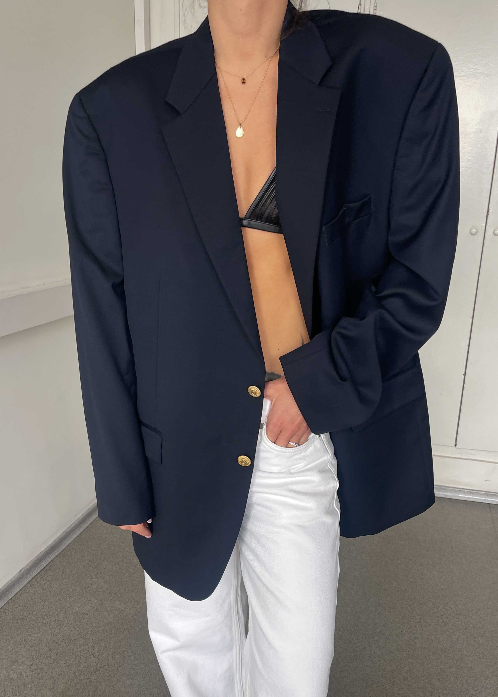 Vintage Navy Blue 100 % WOOL Blazer Chaps by RALPH LAUREN