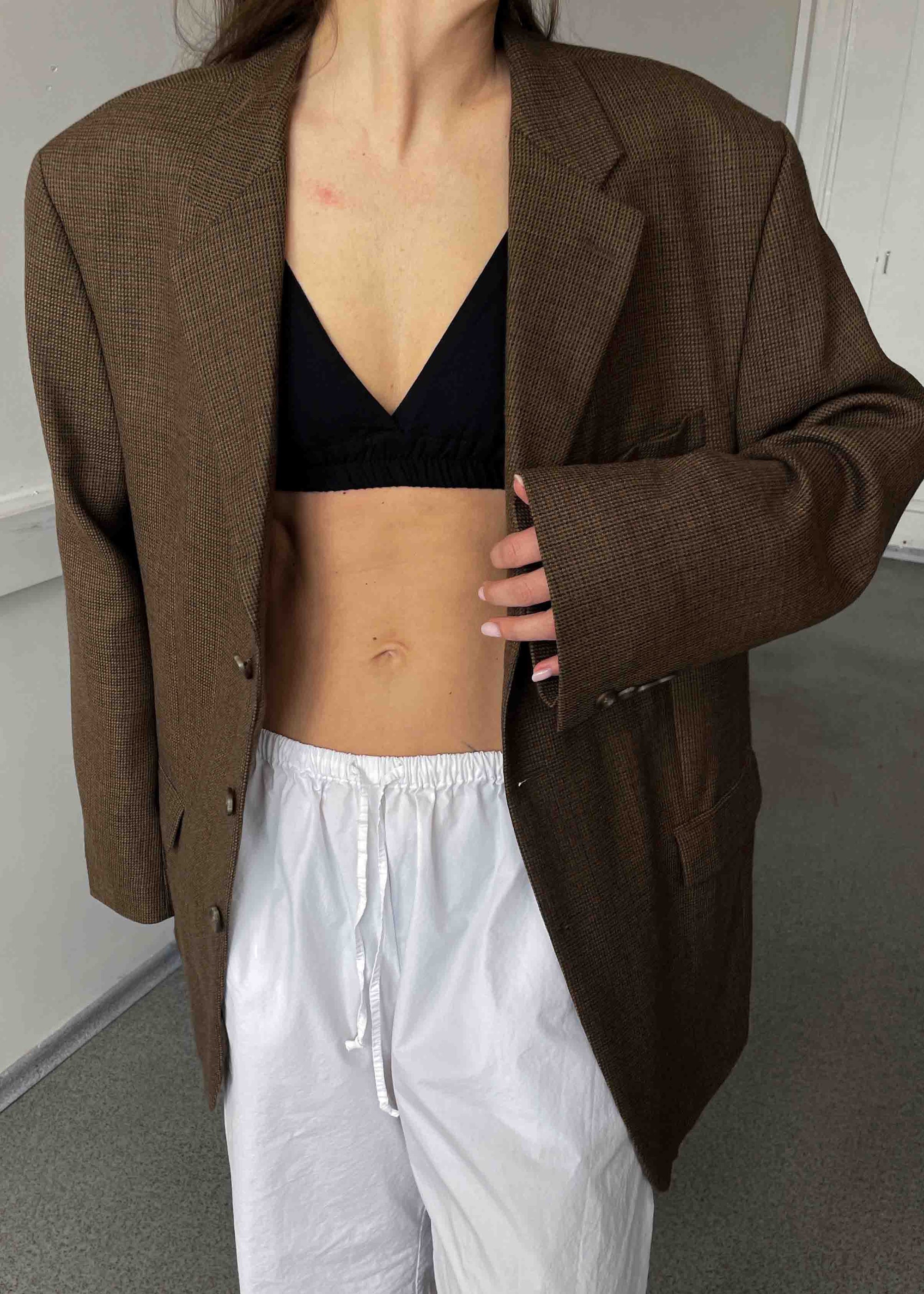 Vintage Brown Checked Oversized Blazer by RALPH LAUREN