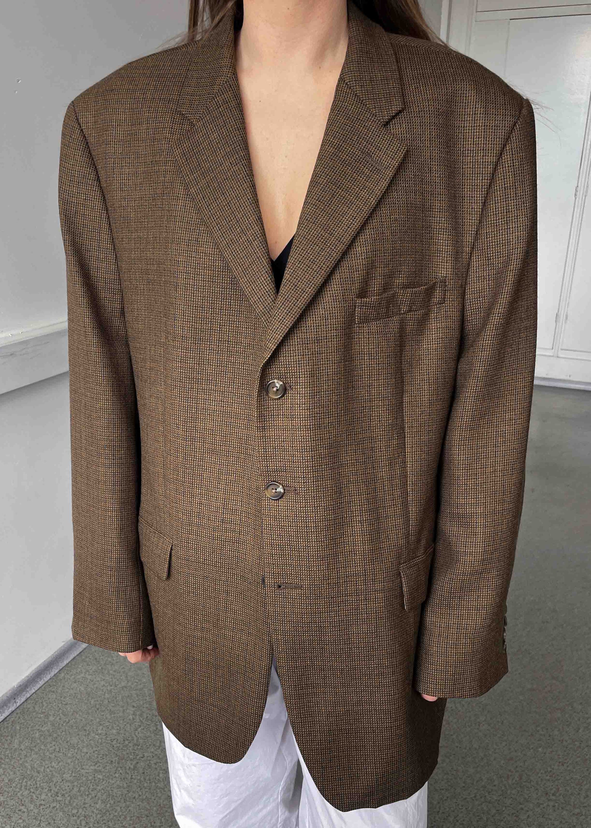 Vintage Brown Checked Oversized Blazer by RALPH LAUREN