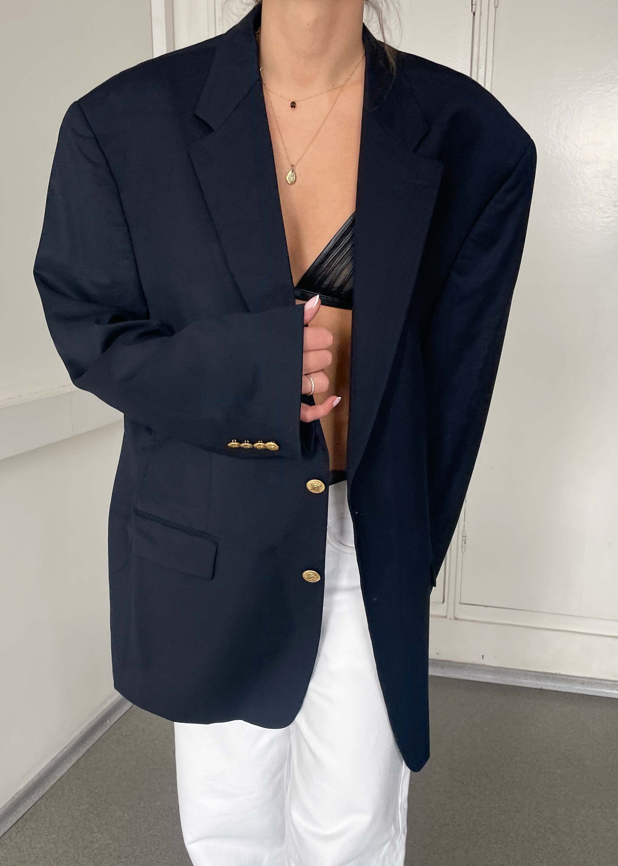 Vintage Navy Blue 100 % WOOL Blazer Chaps by RALPH LAUREN