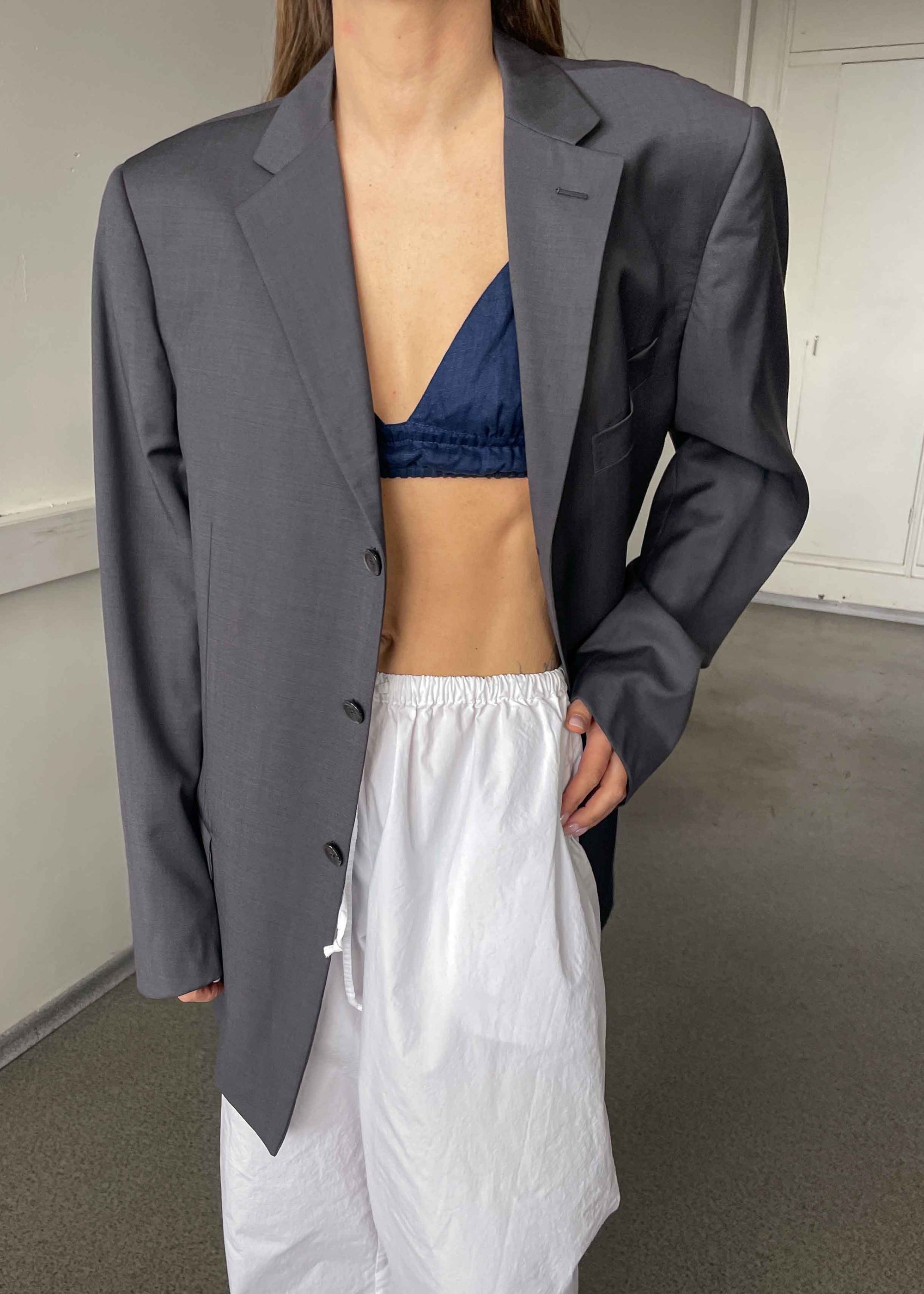 Vintage Grey Oversized 100% WOOL Blazer