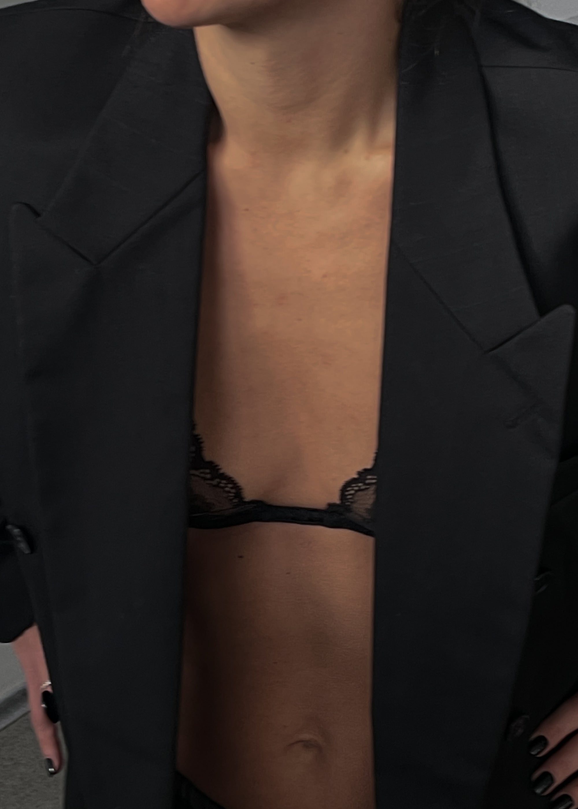 Vintage Black Oversized Festive Double Breasted Blazer