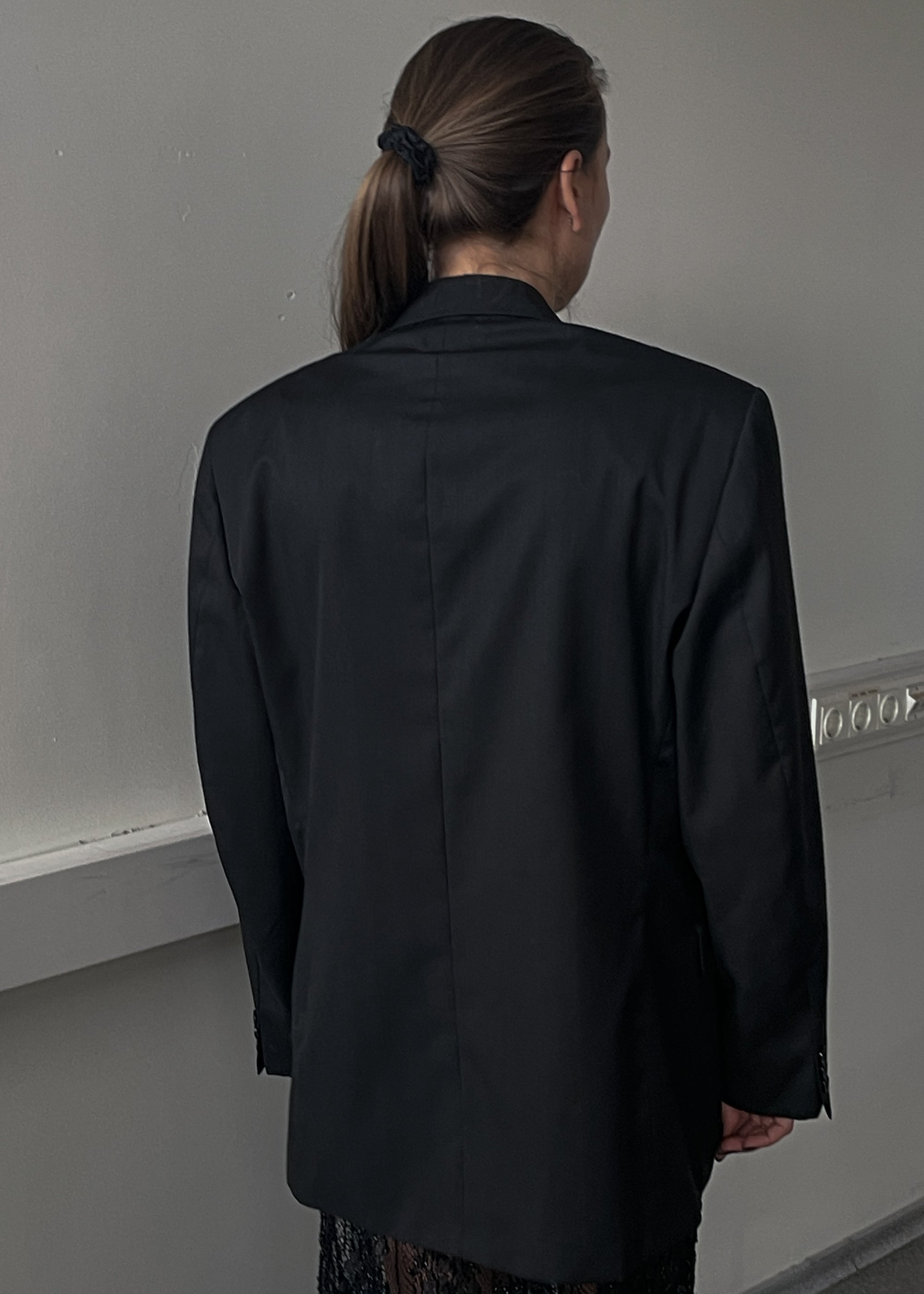 Vintage Black Oversized Festive Double Breasted Blazer