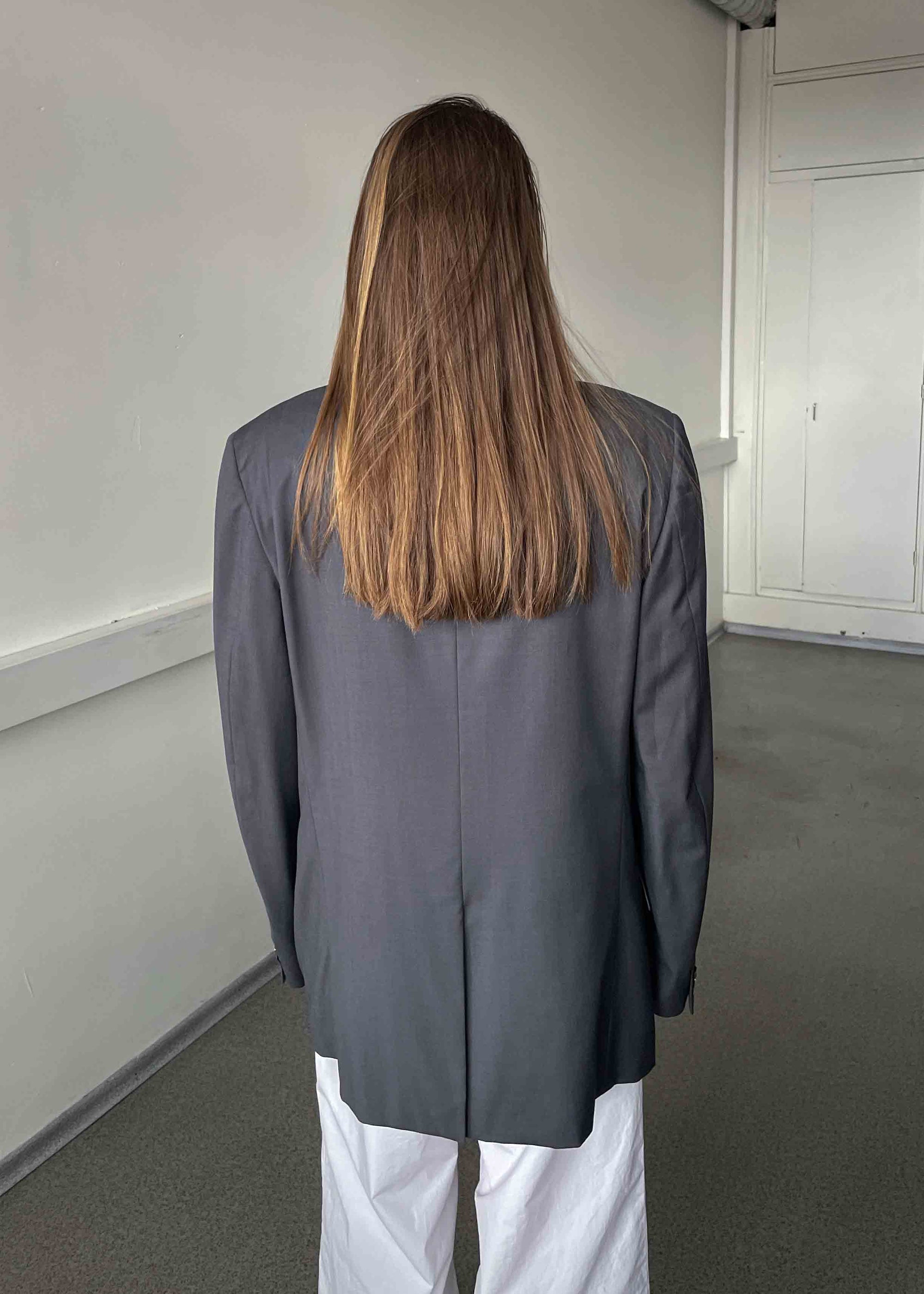 Vintage Grey Oversized 100% WOOL Blazer