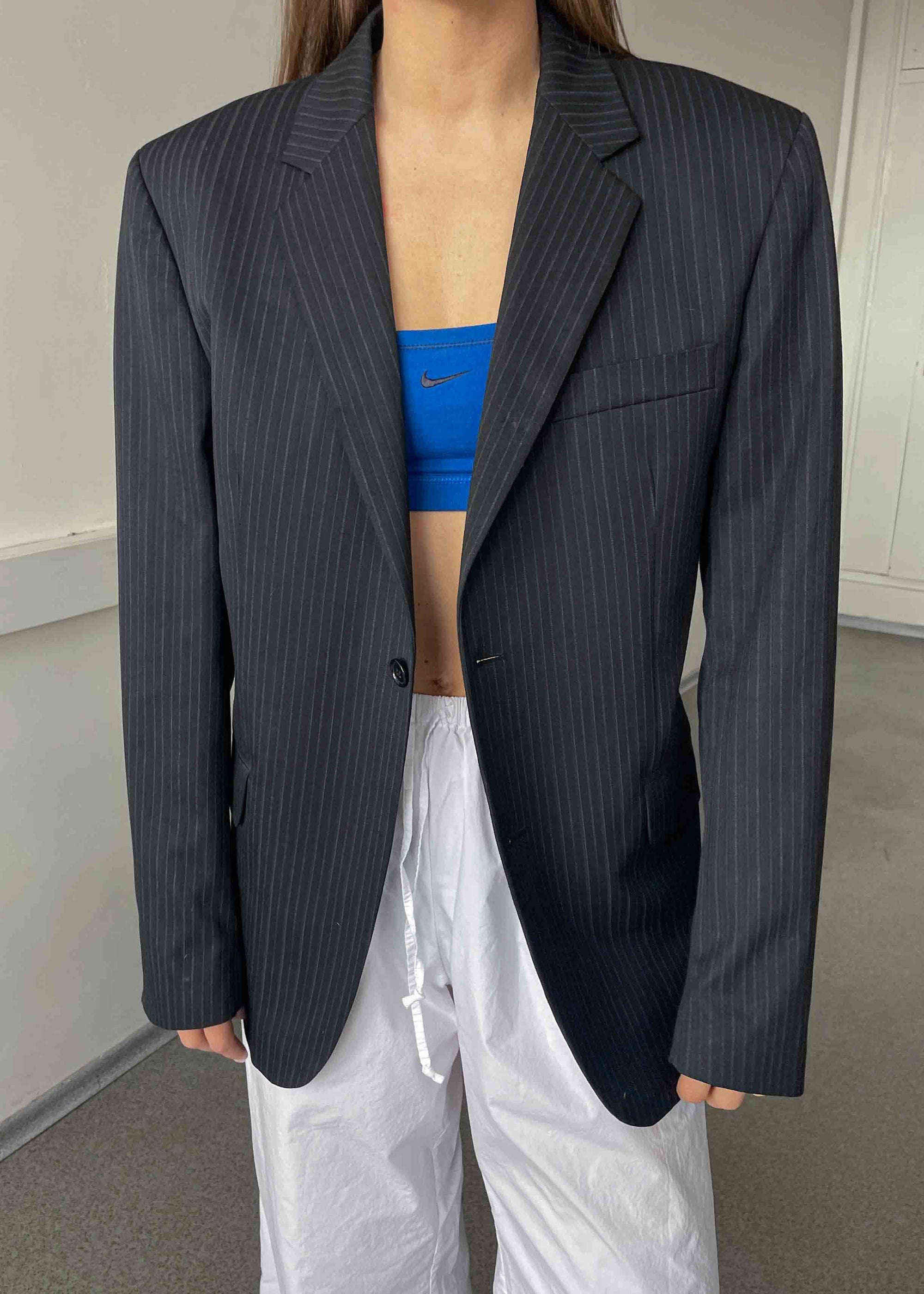 Vintage Black Striped Smaller Fit Blazer