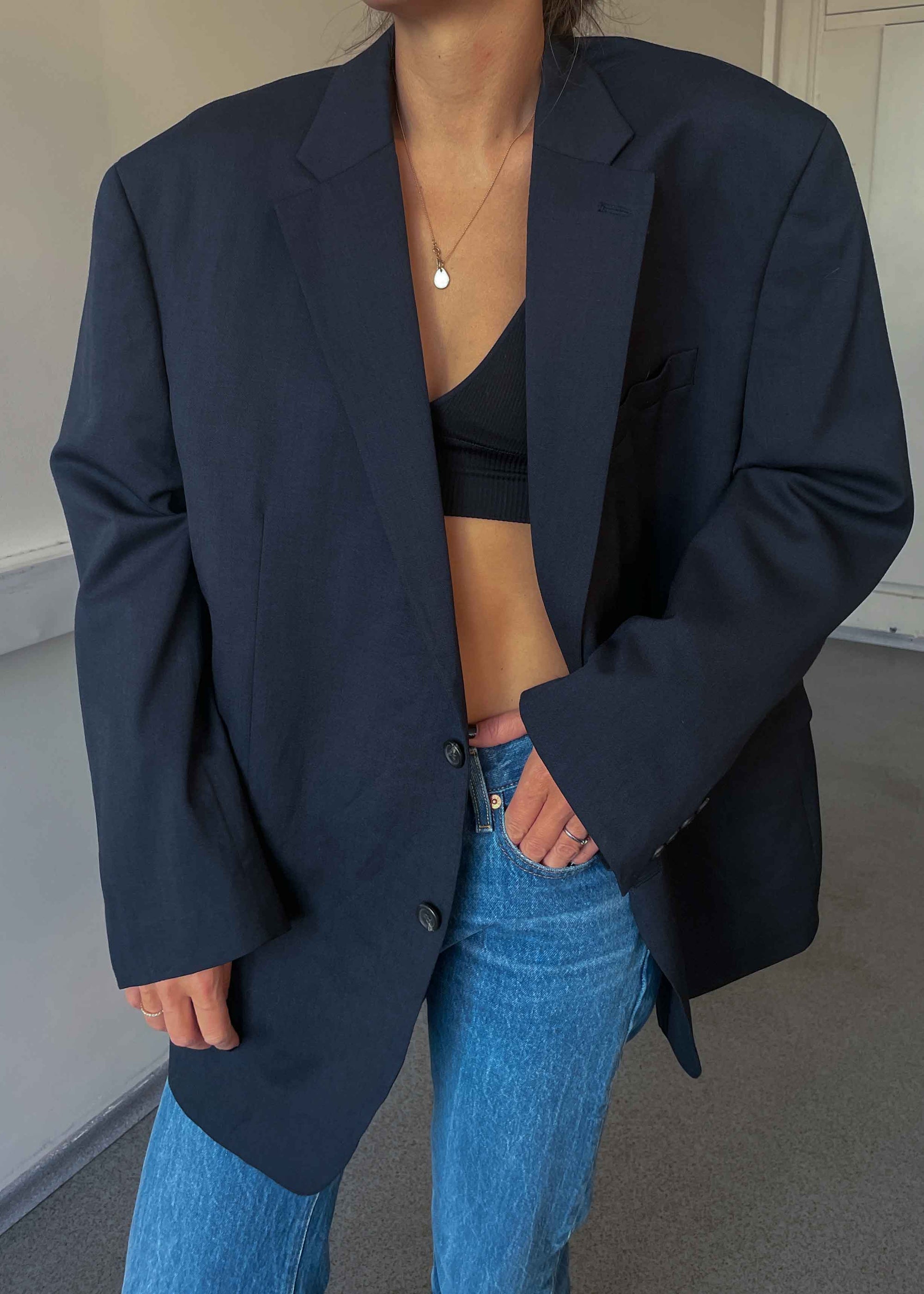 Vintage Dark Blue 100 % WOOL Blazer Chaps by RALPH LAUREN