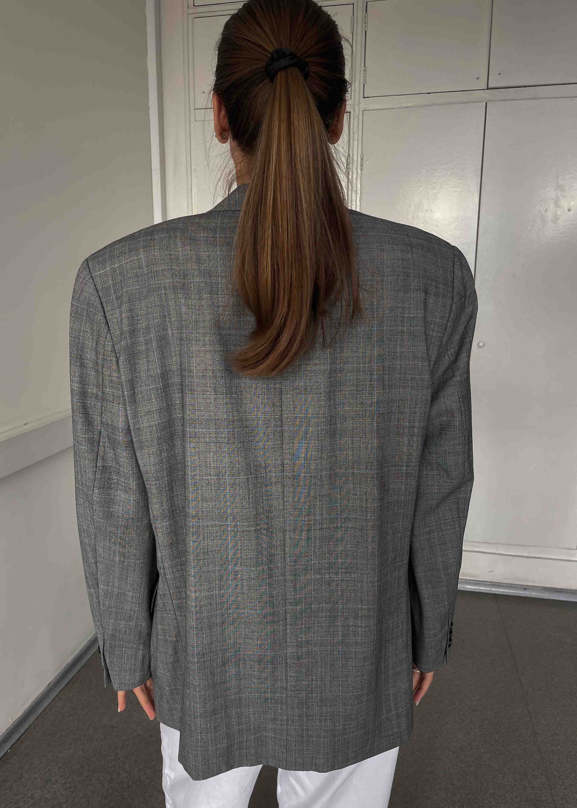 Vintage Grey Patterned Oversized Blazer