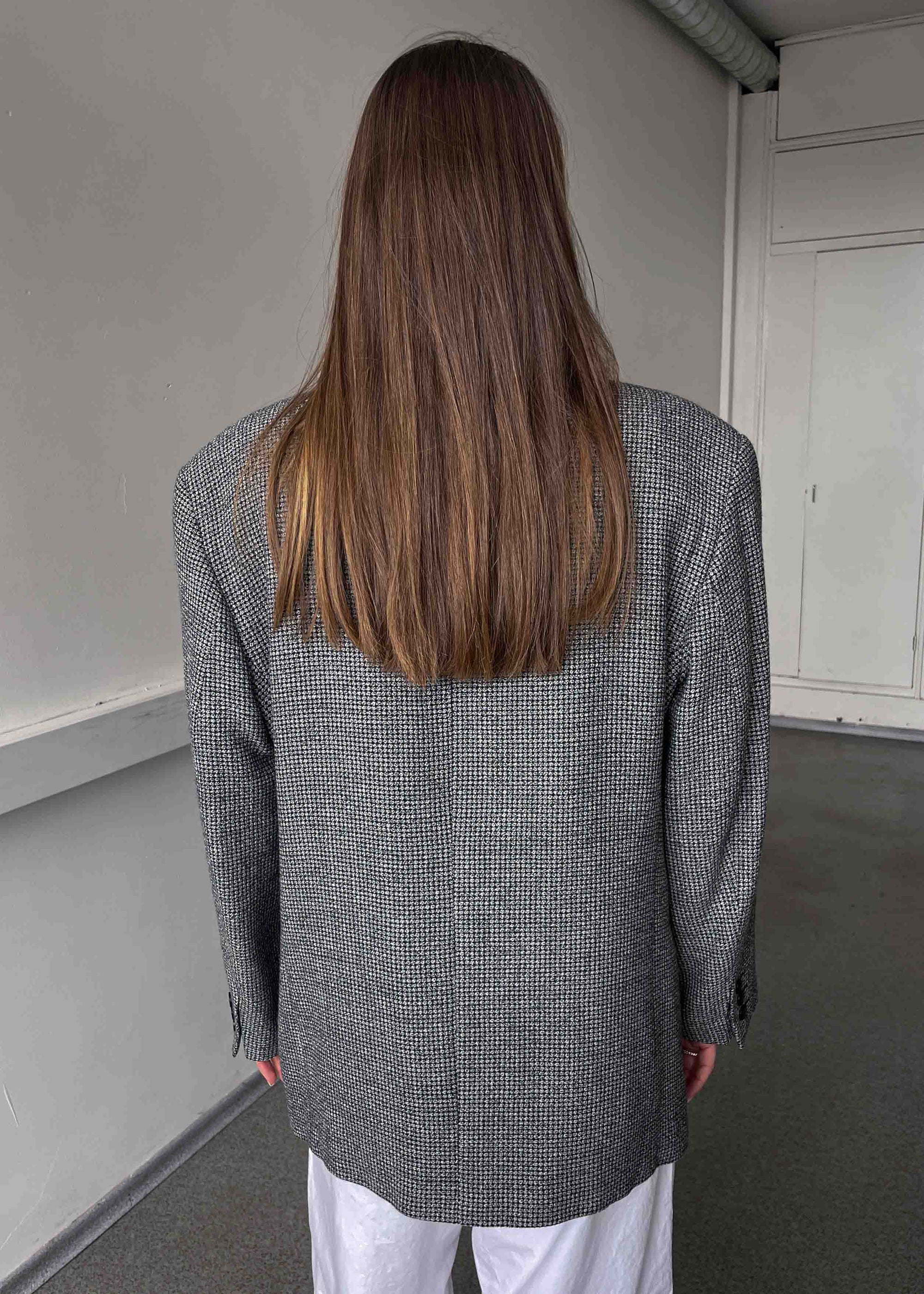 Vintage Black & White Patterned Oversized Blazer