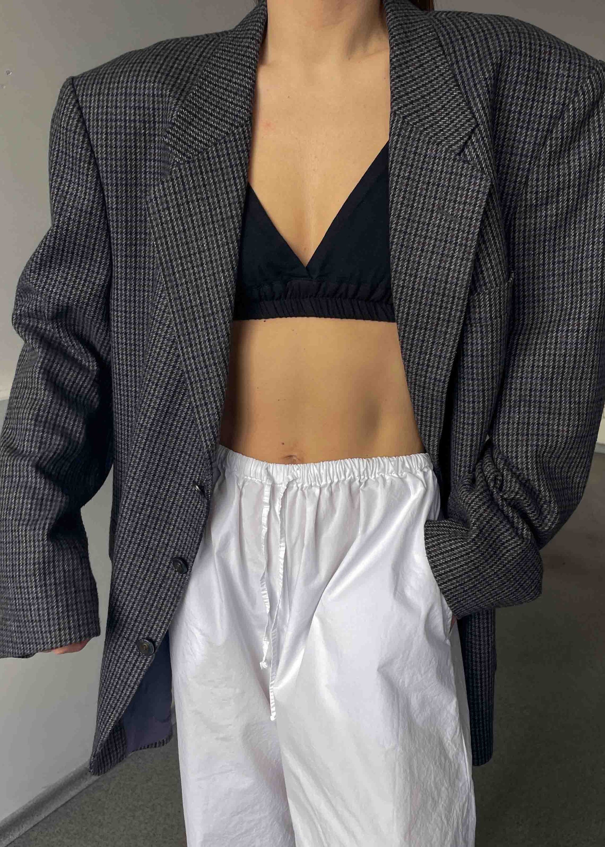 Vintage Multicoloured Dogtooth Print Oversized Blazer