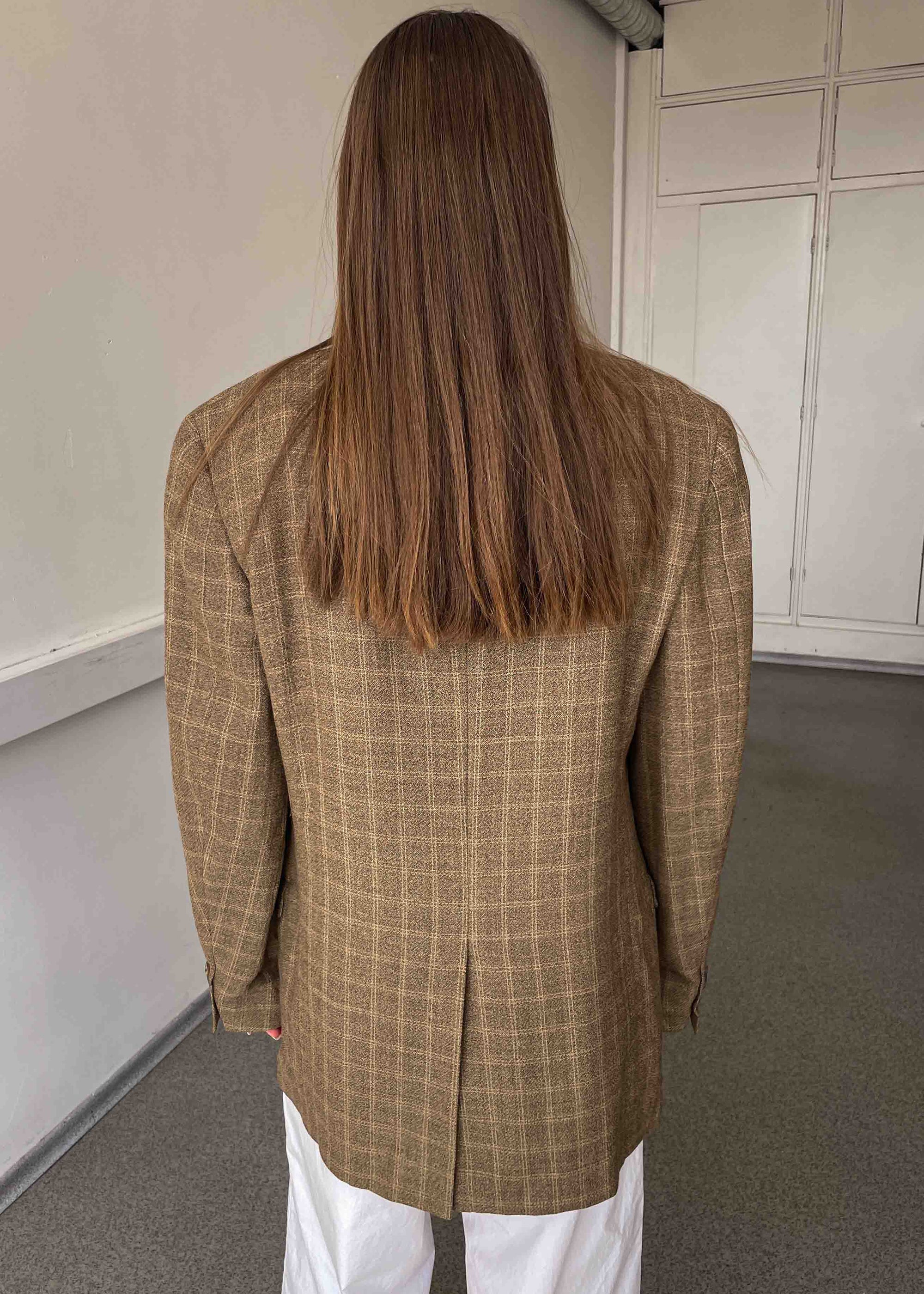 Vintage Brown Checked Oversized Blazer by TOMMY HILFIGER