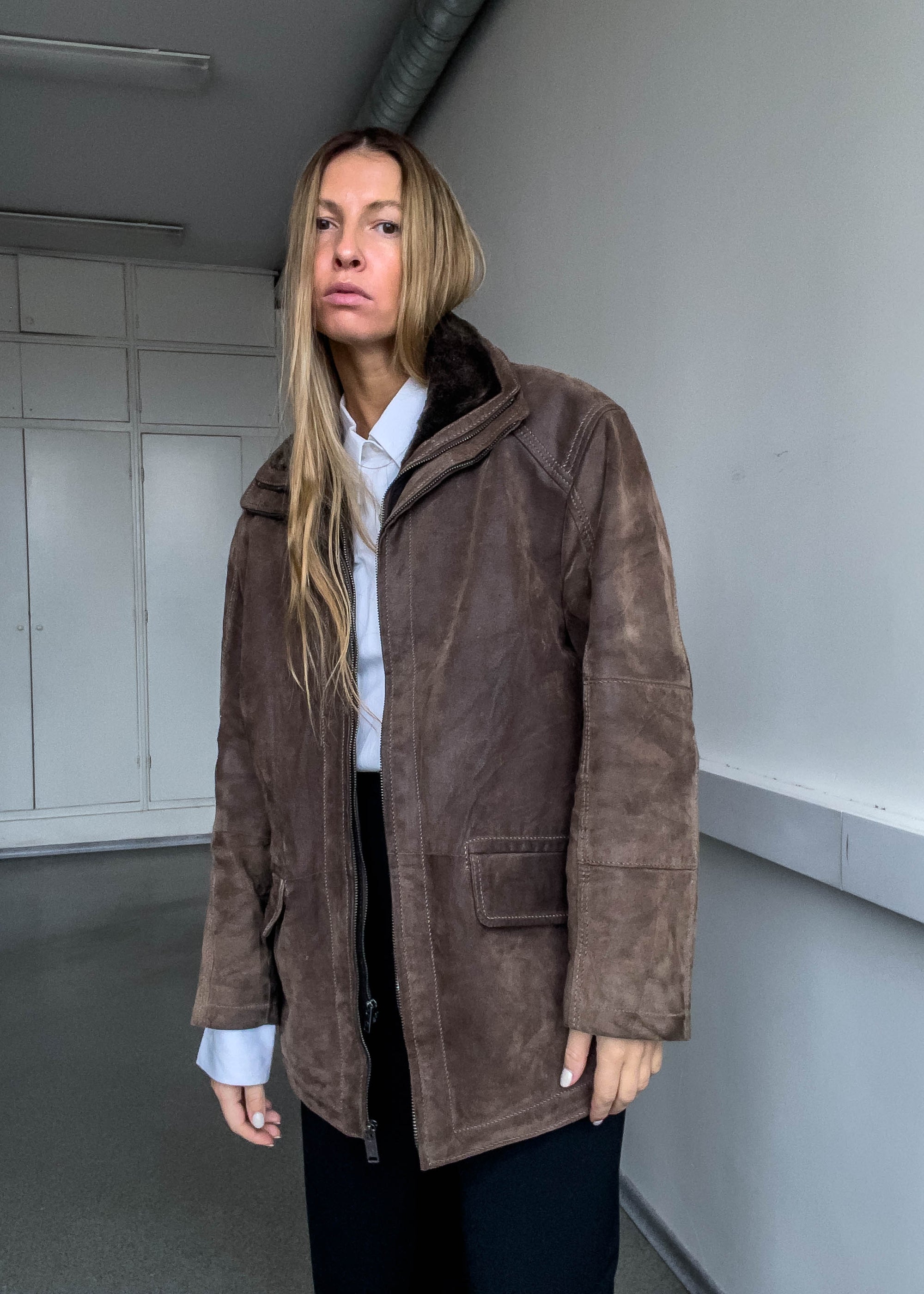 Vintage Brown Oversized Suede Coat